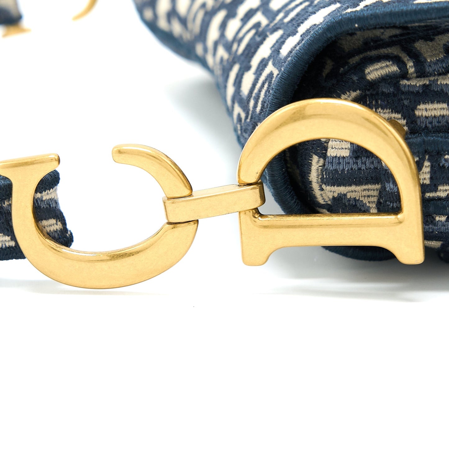 Dior Saddle Purse Blue Oblique Embroidery Brushed with Dior Strap