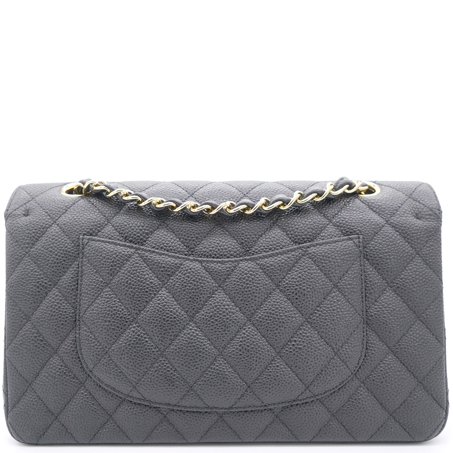 Chanel Black Quilted Caviar Leather Classic Double Flap Bag