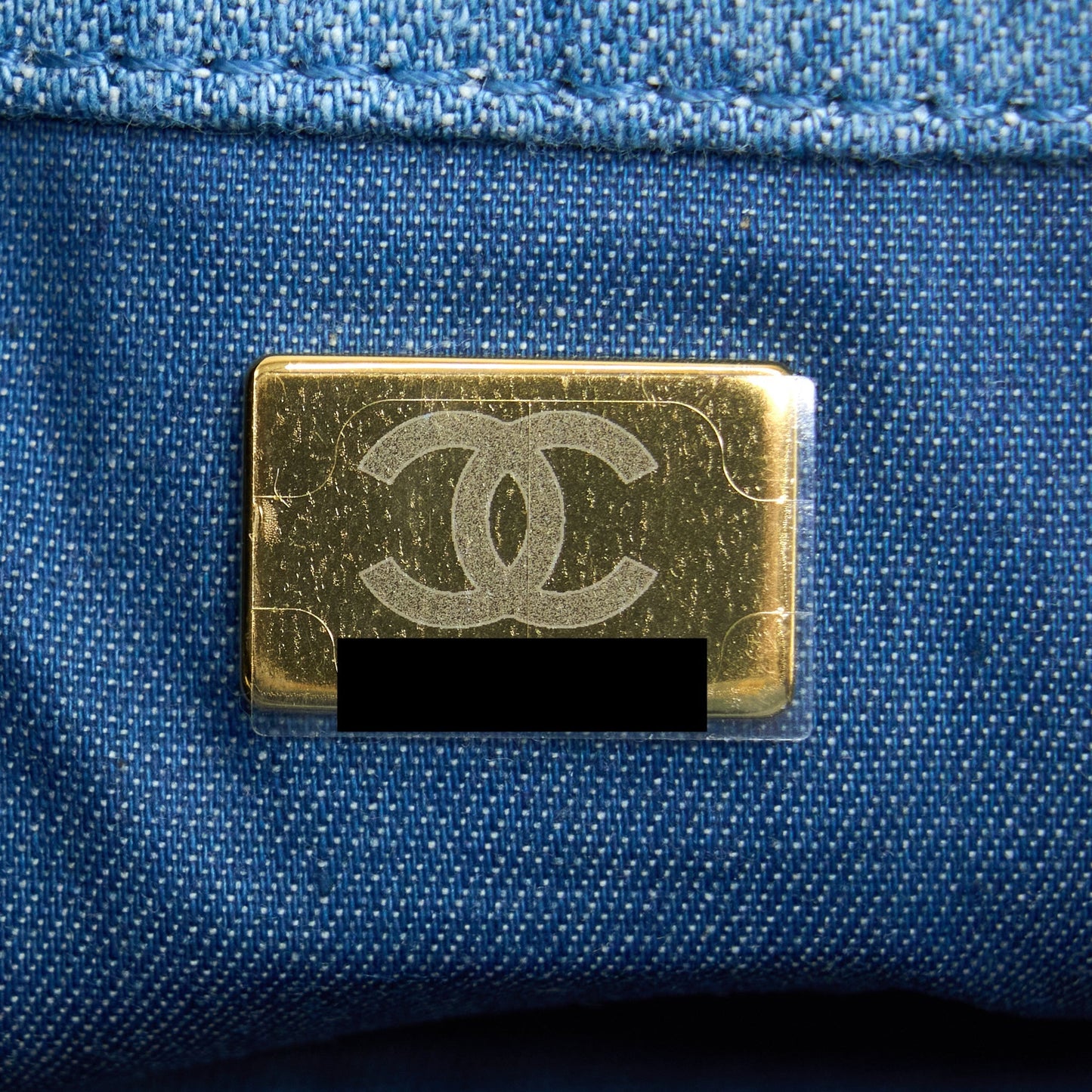 Chanel 22C Denim Pearl Crush Mini Square Flap Bag