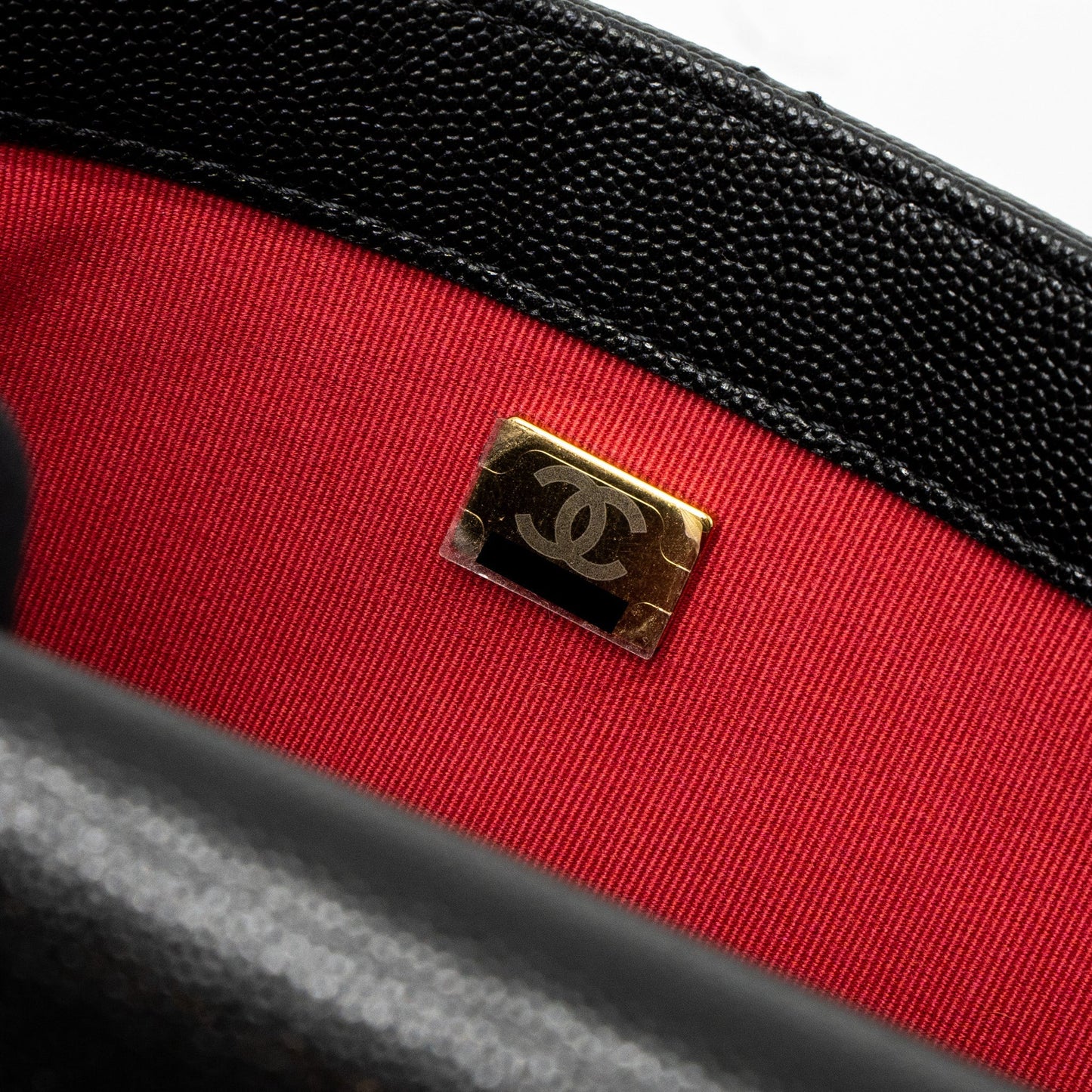 Chanel Flap Bag With Detail Chain Grained Calfskin Black Brushed (Microchip)