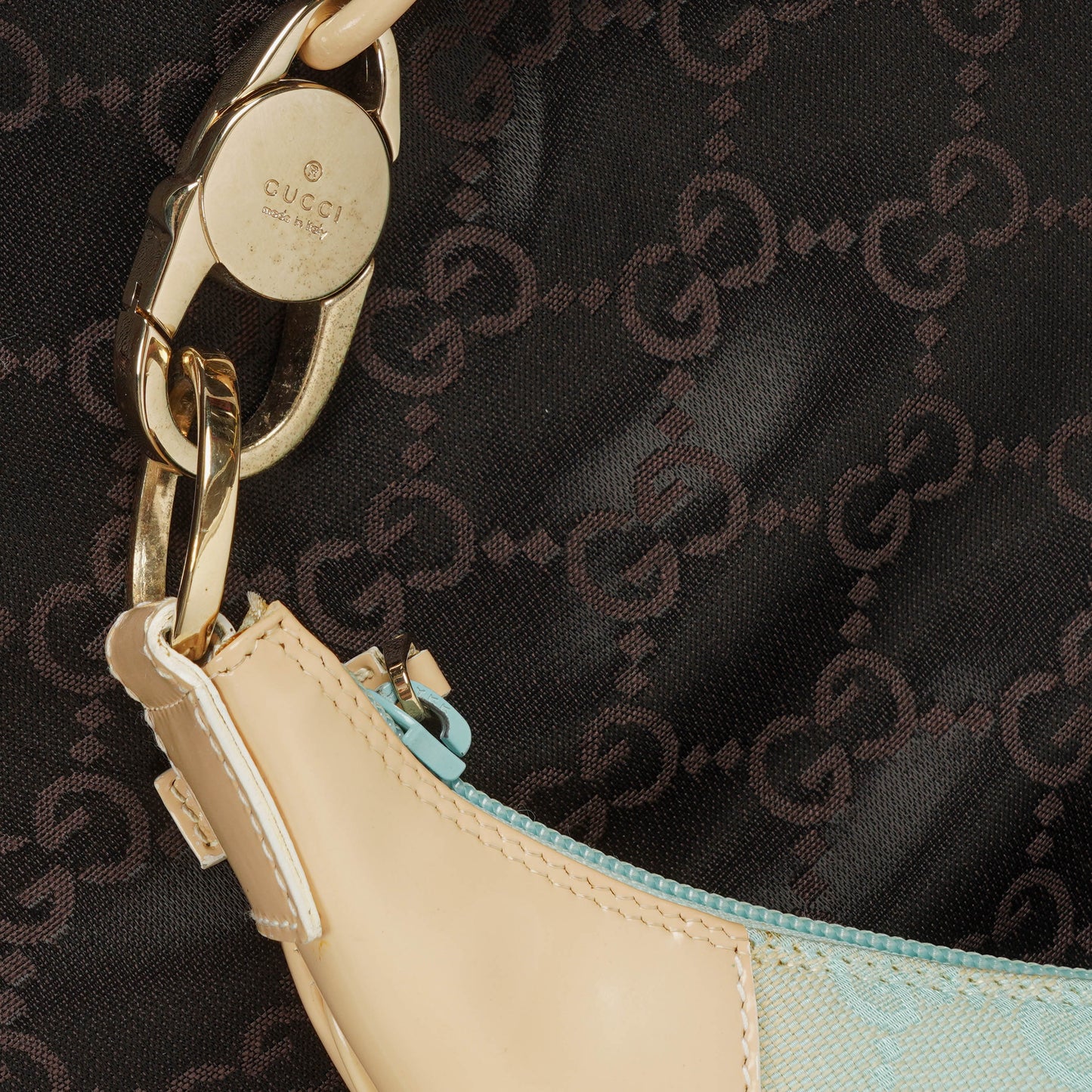 Gucci GG Canvas Handle Ring Hobo Bag