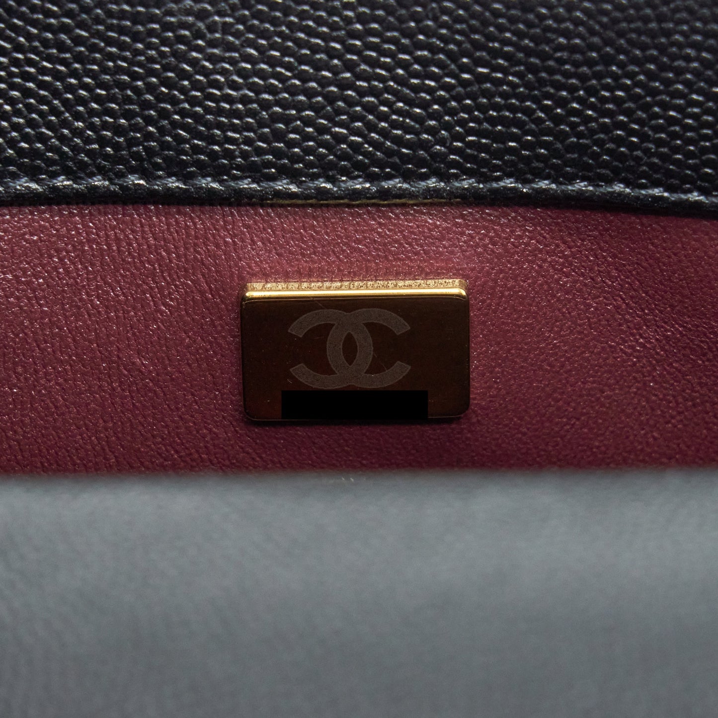 Chanel Mini Coco Handle Flap Bag Caviar Black With Burgundy Handle L
