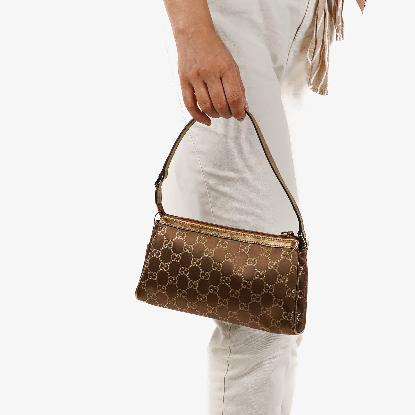 Gucci GG Satin Abbey D-ring Pochette Bag