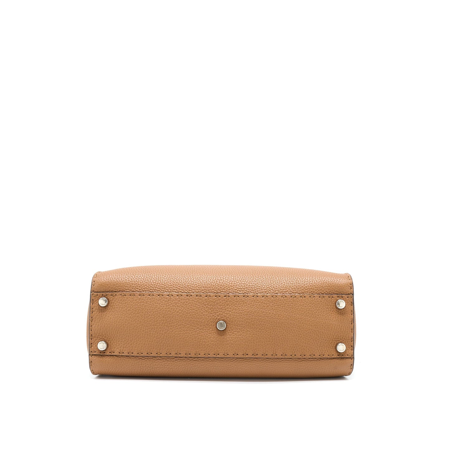 Fendi Medium Peekaboo Tote Purse Grained Calfskin Caramel