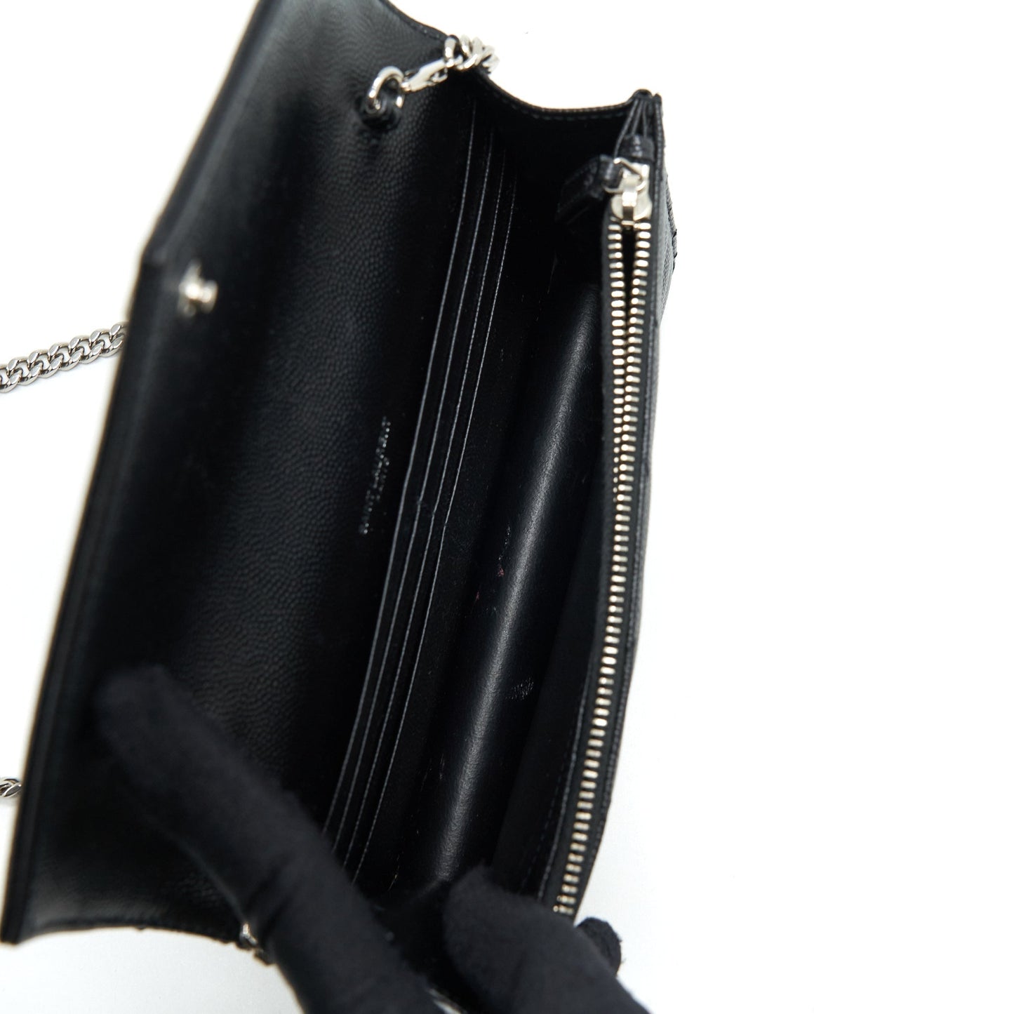 Saint Laurent/ Cassandra Matelasse Envelope Chain Wallet Grained Calfskin Black