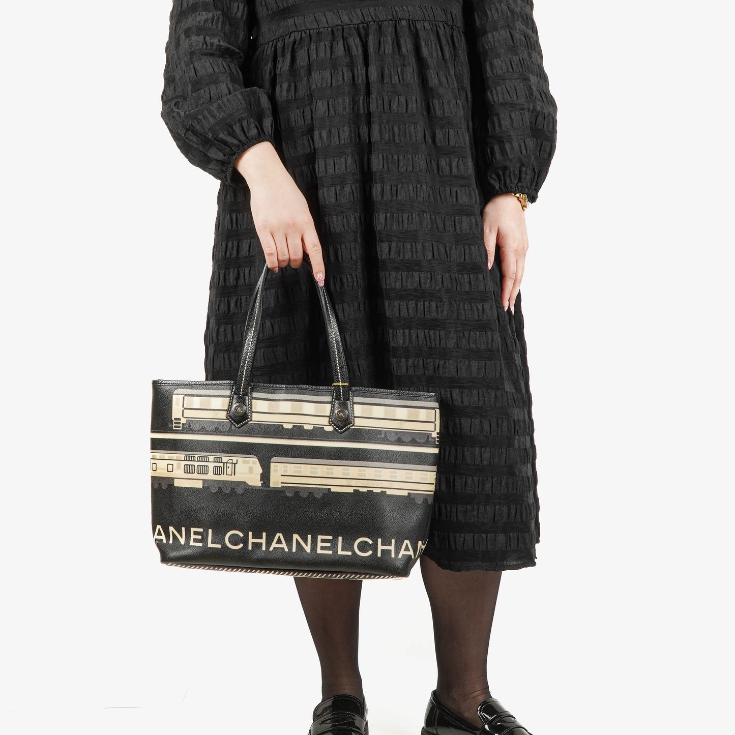 Chanel Black Coated Canvas Le Train Bag