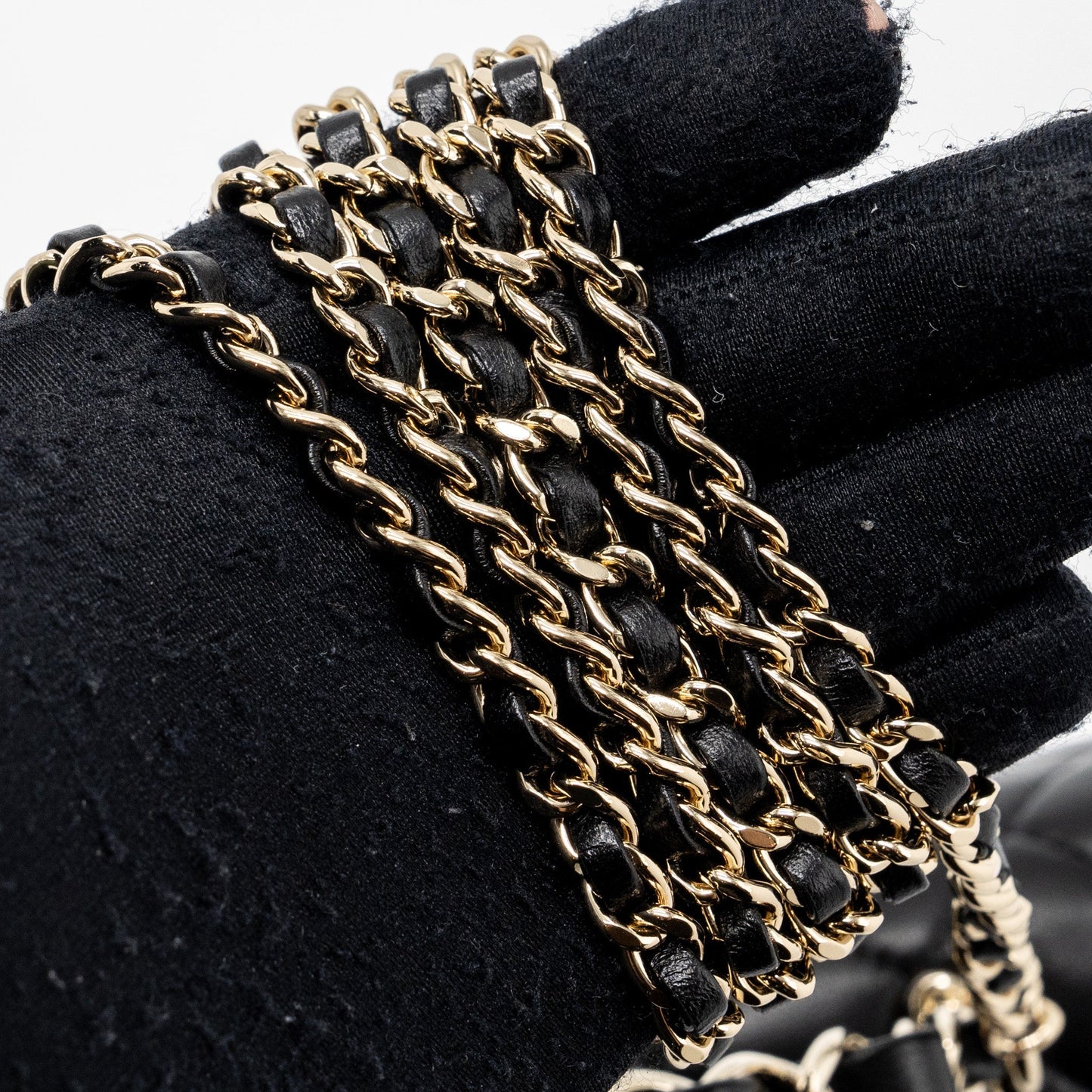 Chanel 23K Leather Chain Top Handle Mini Rectangular Flap Bag Lambskin Black L (microchip)