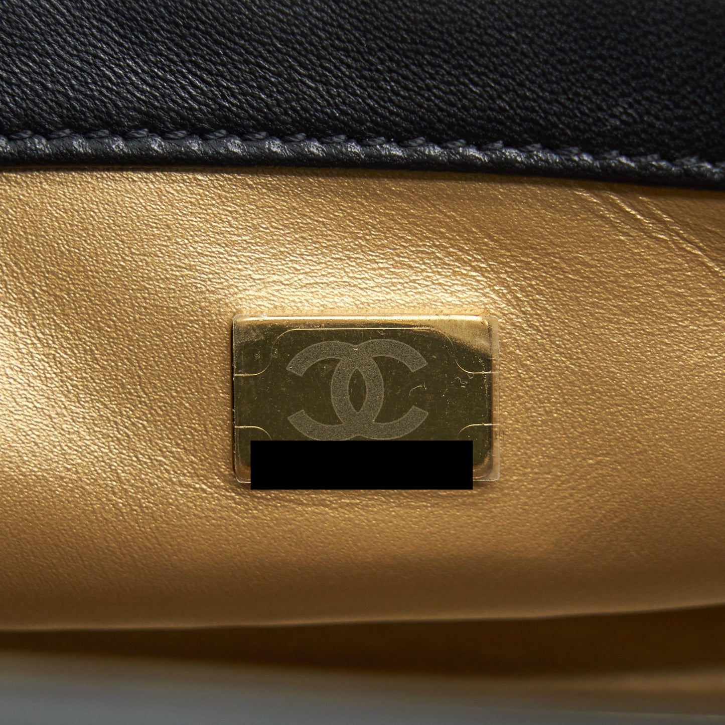 Chanel 22C Pearl Crush Mini Square Flap Bag Lambskin Black