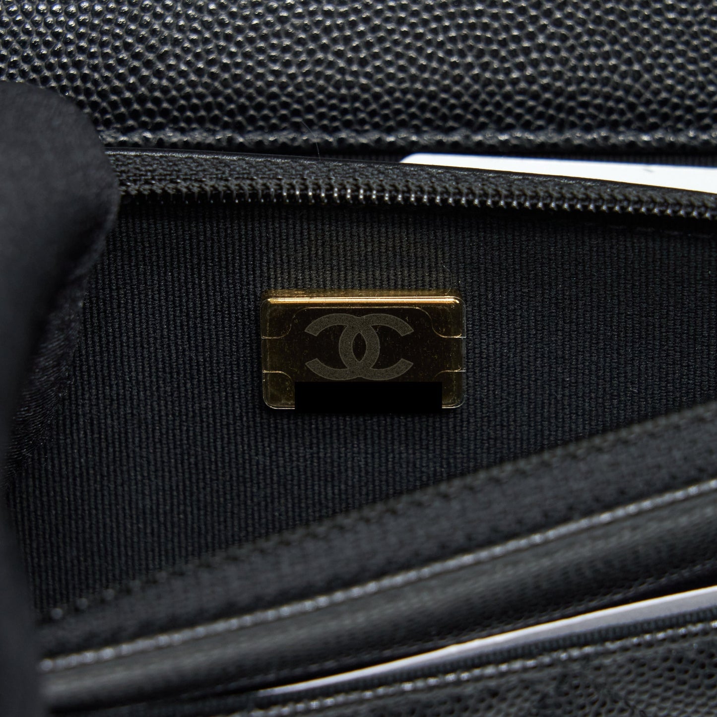 Chanel 22S Detailed Logo Wallet On Chain Caviar Black L