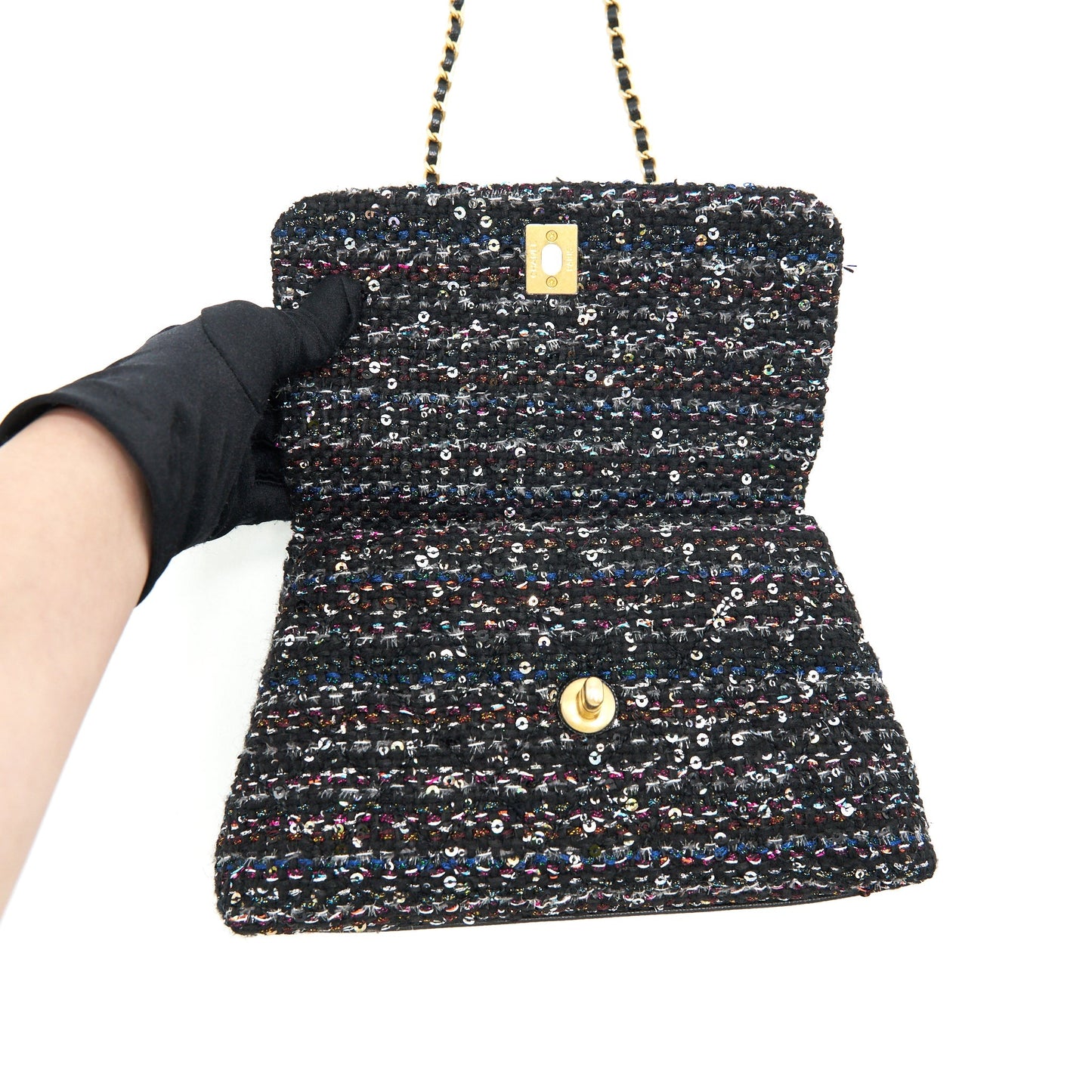 Chanel small tweed coco handle 24cm black