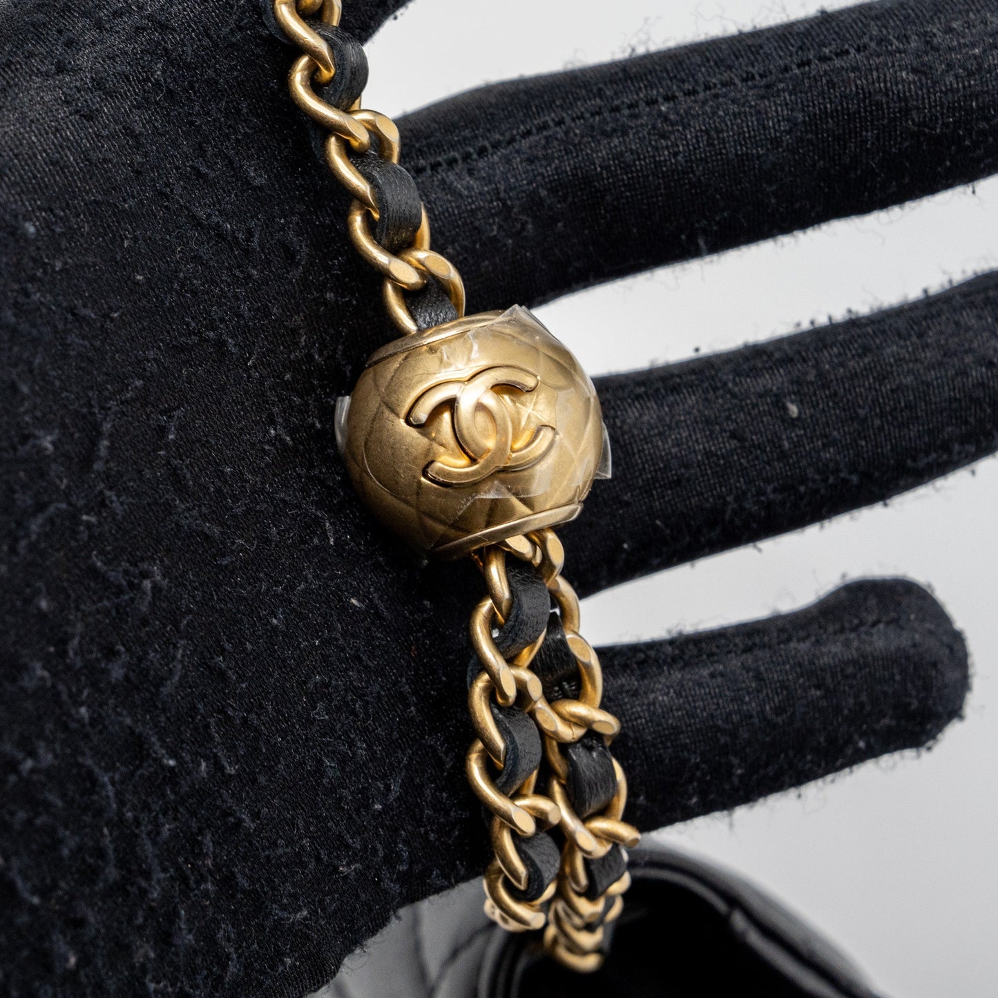 Chanel 23k Pearl Crush Wallet On Chain Lambskin Black (Microchip)