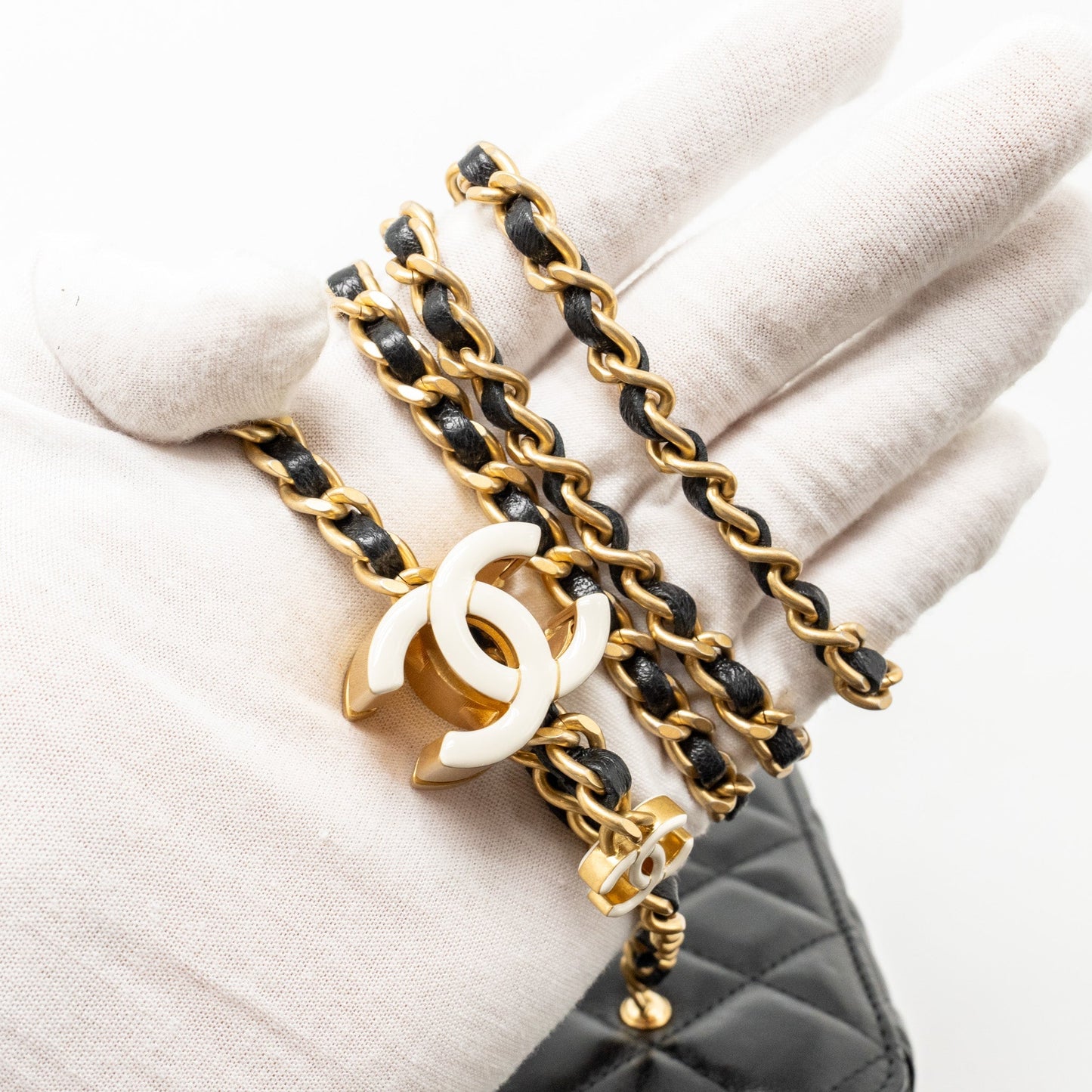Chanel 24a Long Vanity Case With CC Logo Adjustable Chain Lambskin Black (microchip)