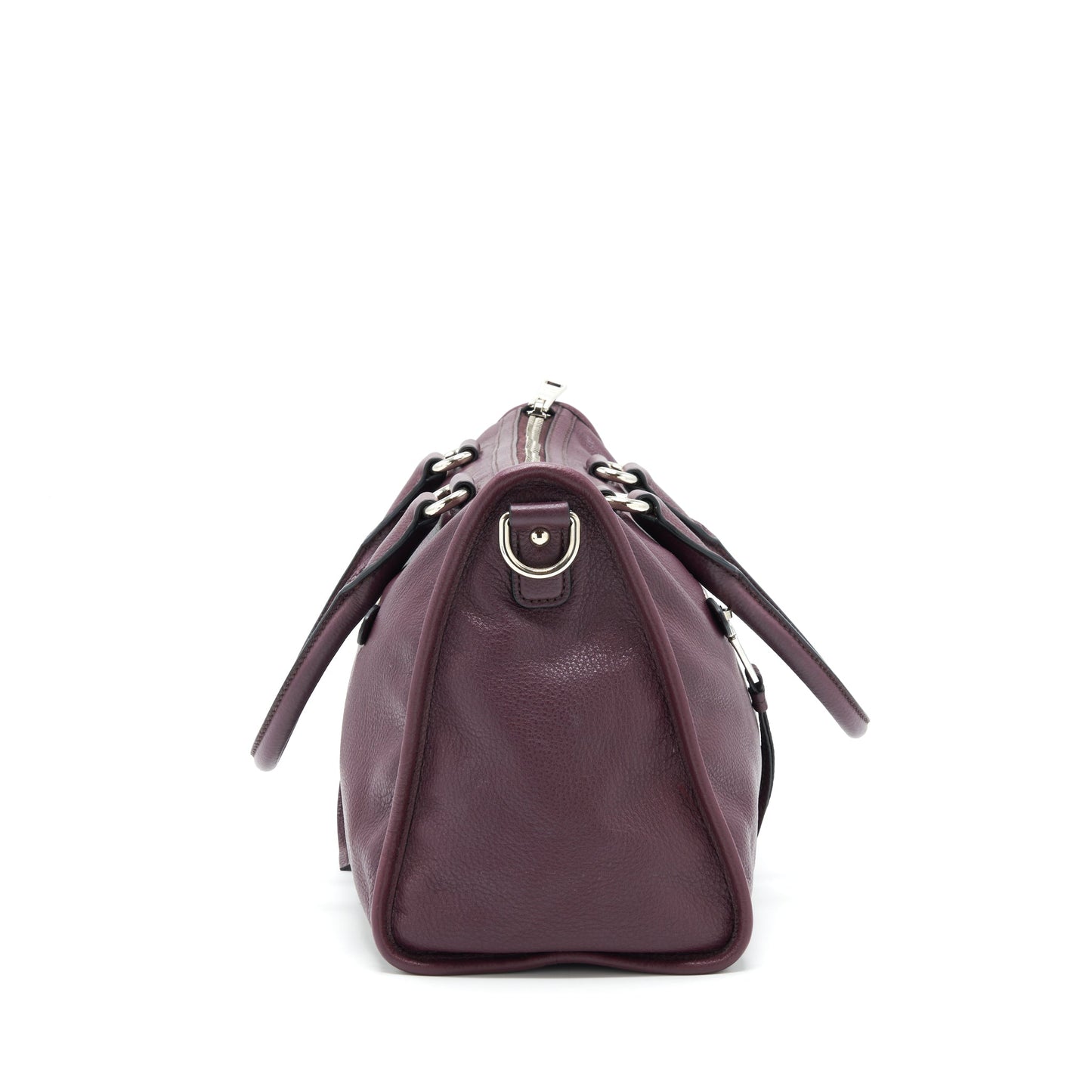 Prada Vitello Phenix Bauletto Tote Purse Grained Calfskin Burgundy