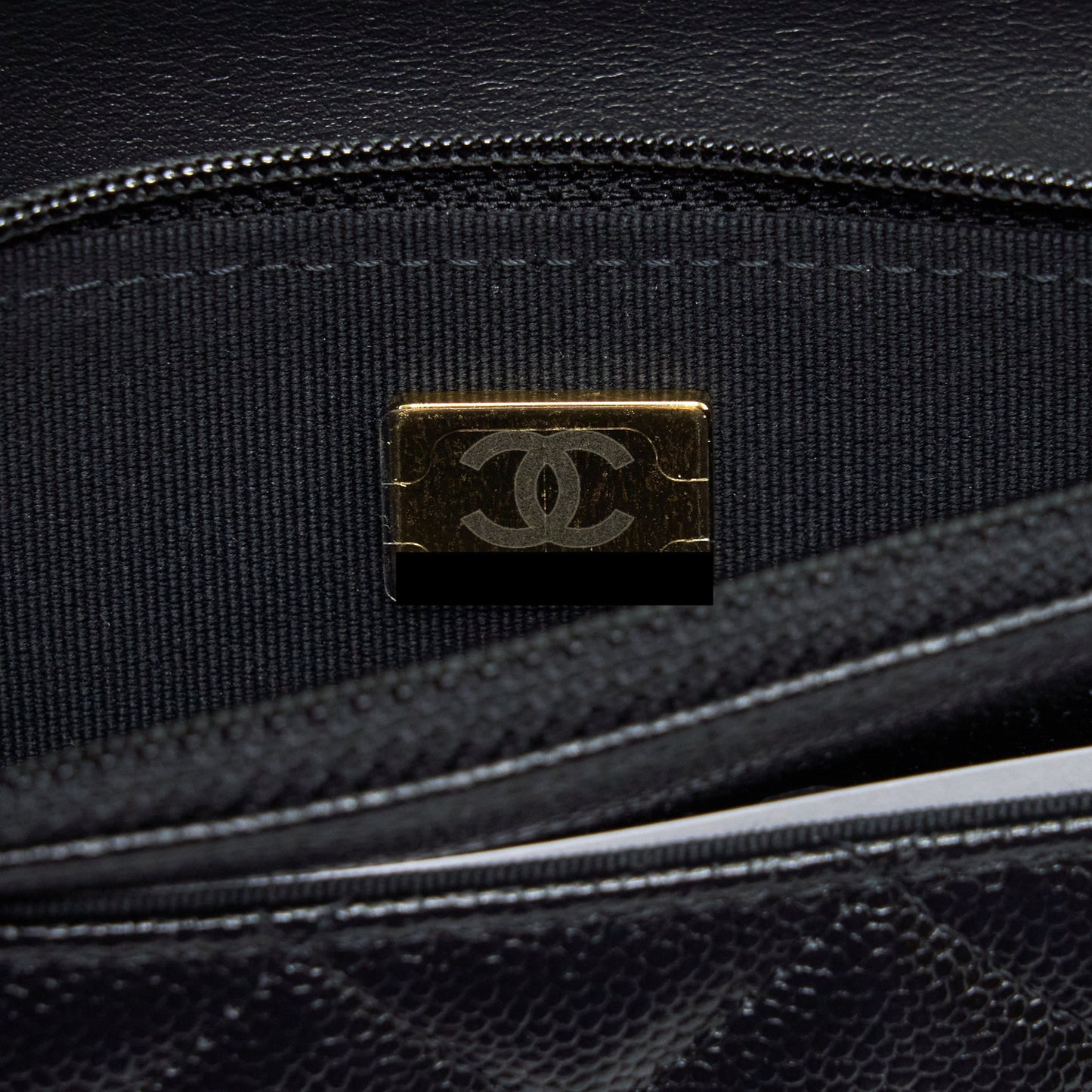 Chanel 22S Logo Top Handle Wallet On Chain Caviar Black