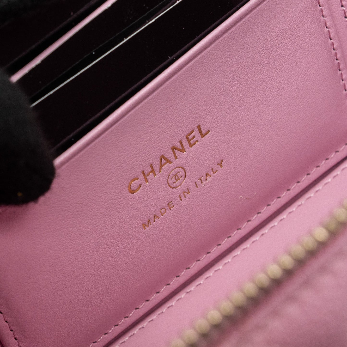 Chanel Letter Top Handle Long Vanity With Chain Caviar Pink