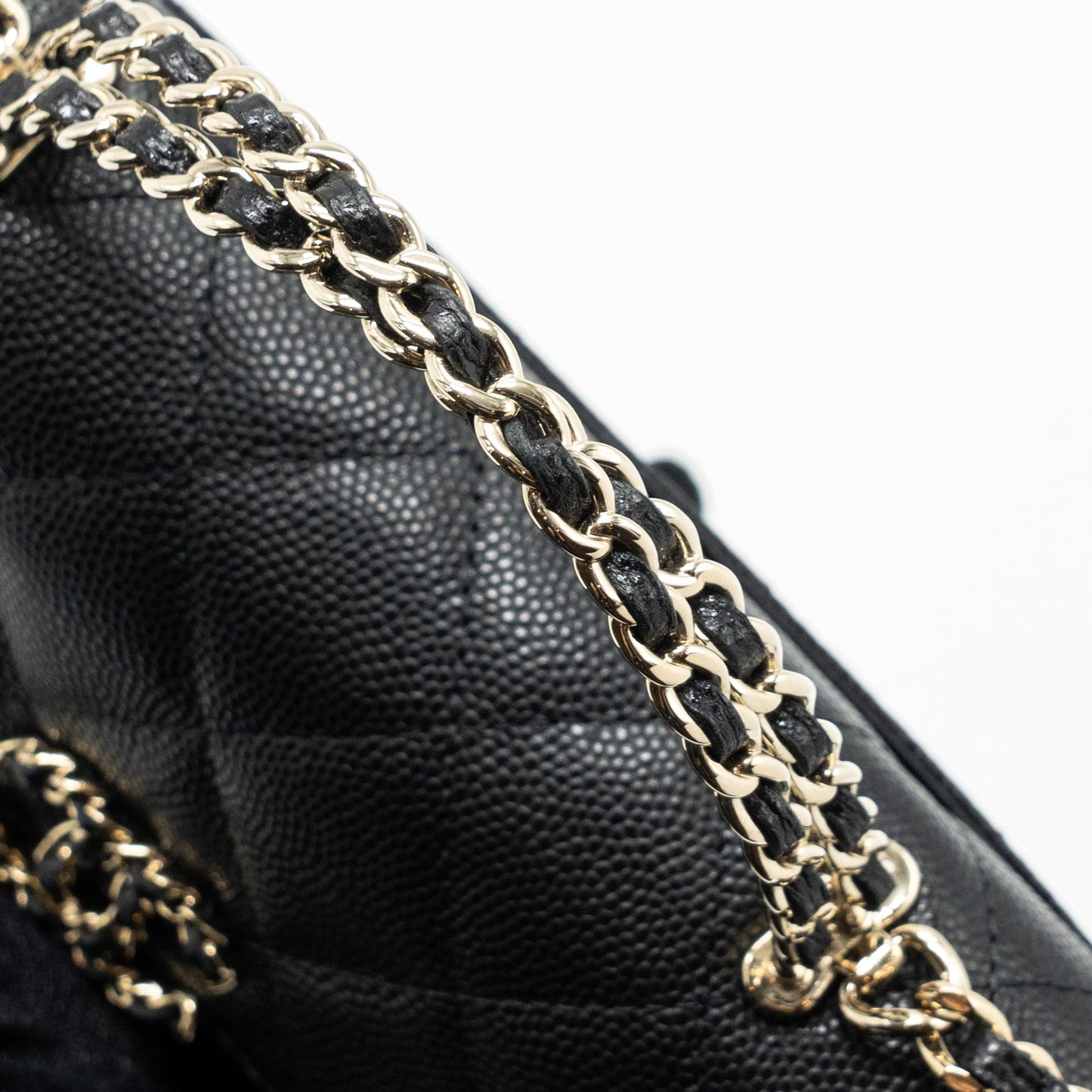 chanel 23p top handle mini flap bag with chain caviar black L (microchip)