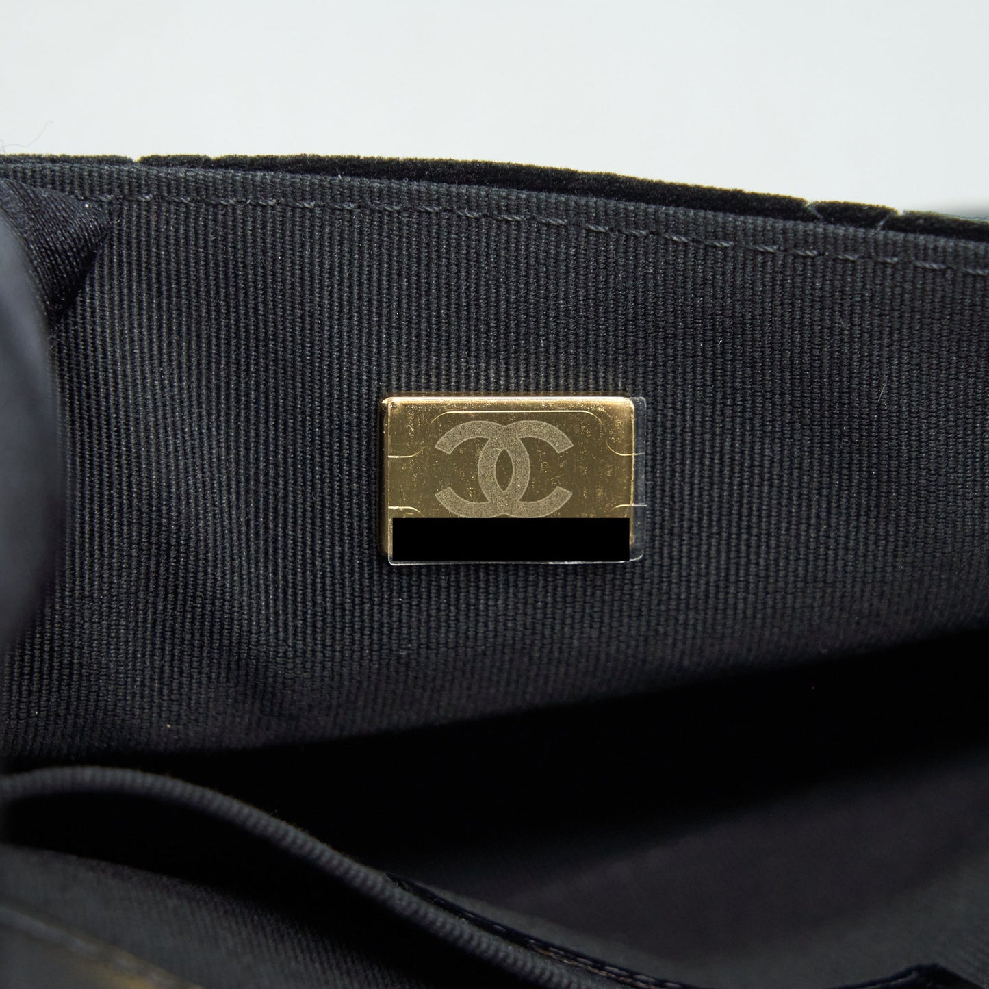 Chanel Flap Bag Leather Chain/Pearl Buckle Velvet Black