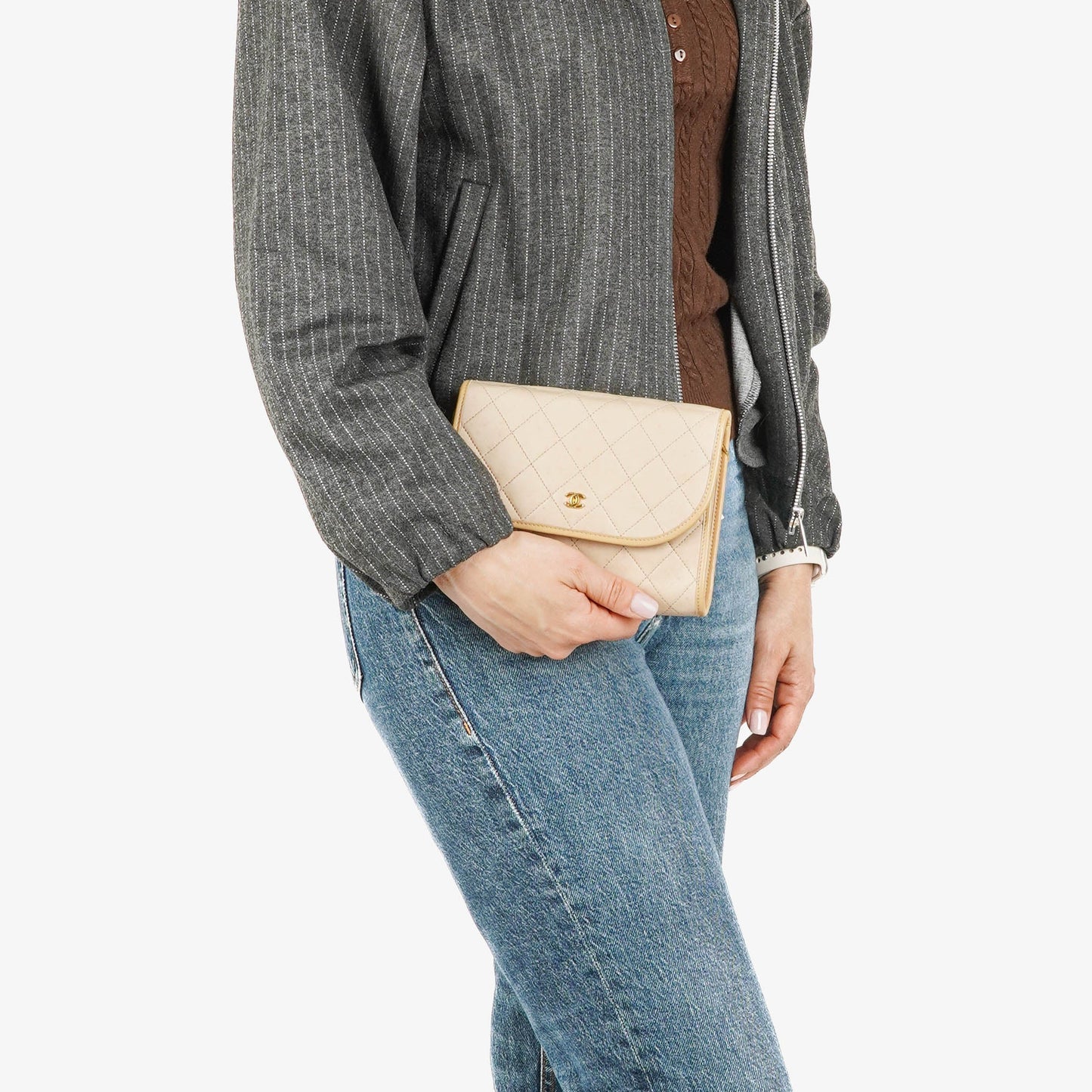 Chanel Mini Flap Bag Beige Quilted Lambskin With 24K Gold-Plated Hardware