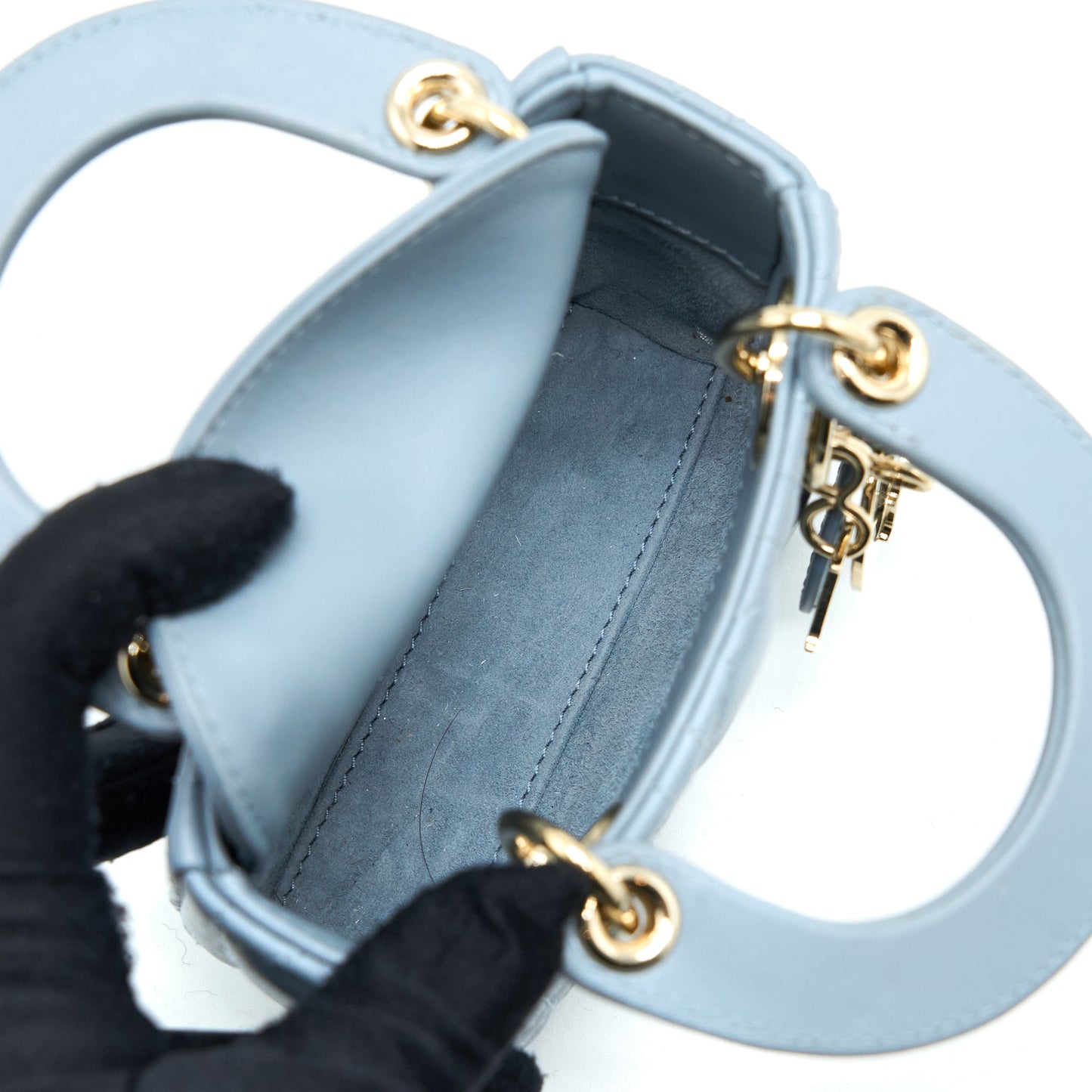 Dior Micro Lady Dior Purse Cannage Lambskin Cloud Blue