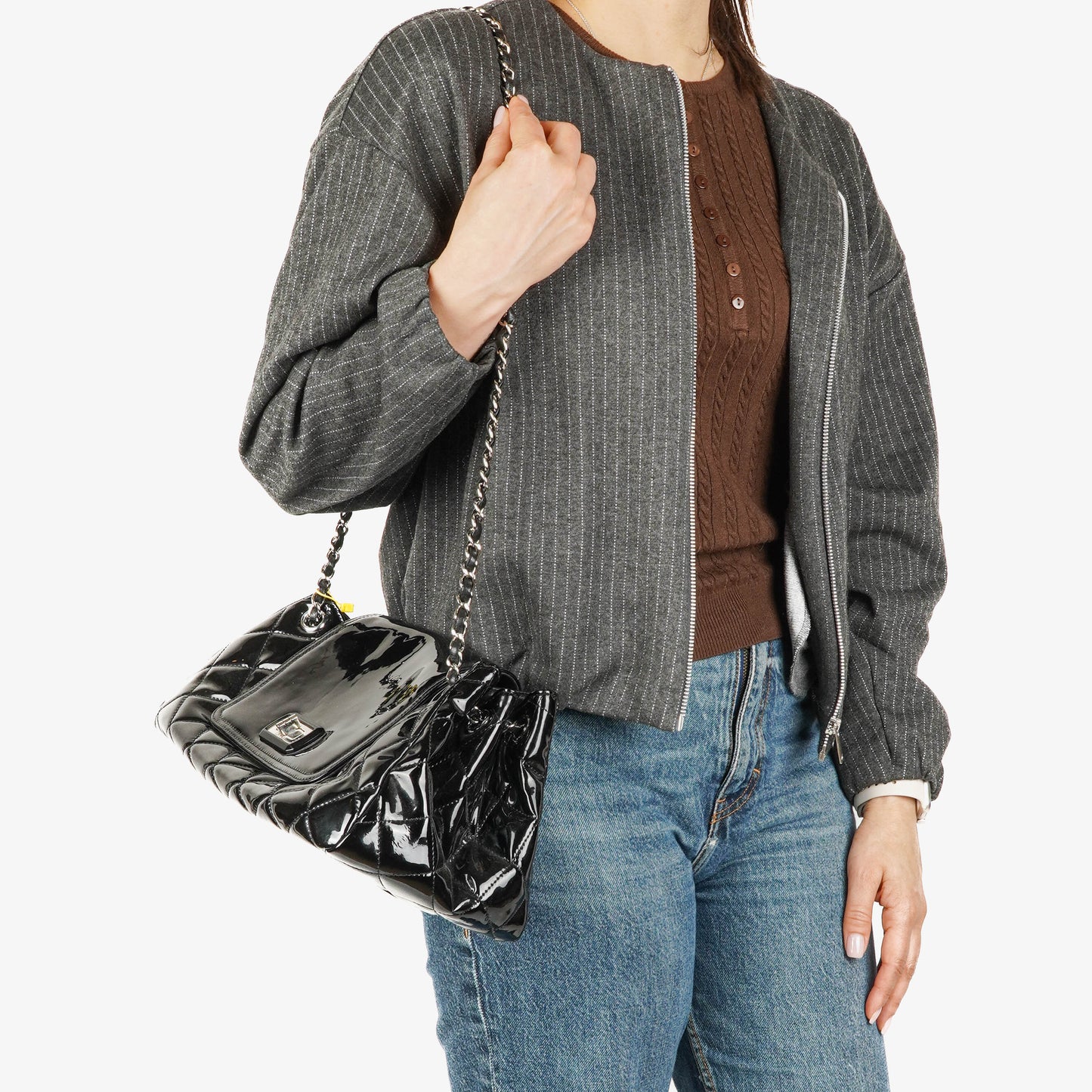 Chanel Reissue Accordion Black Quilted Patent Leather Flap Bag