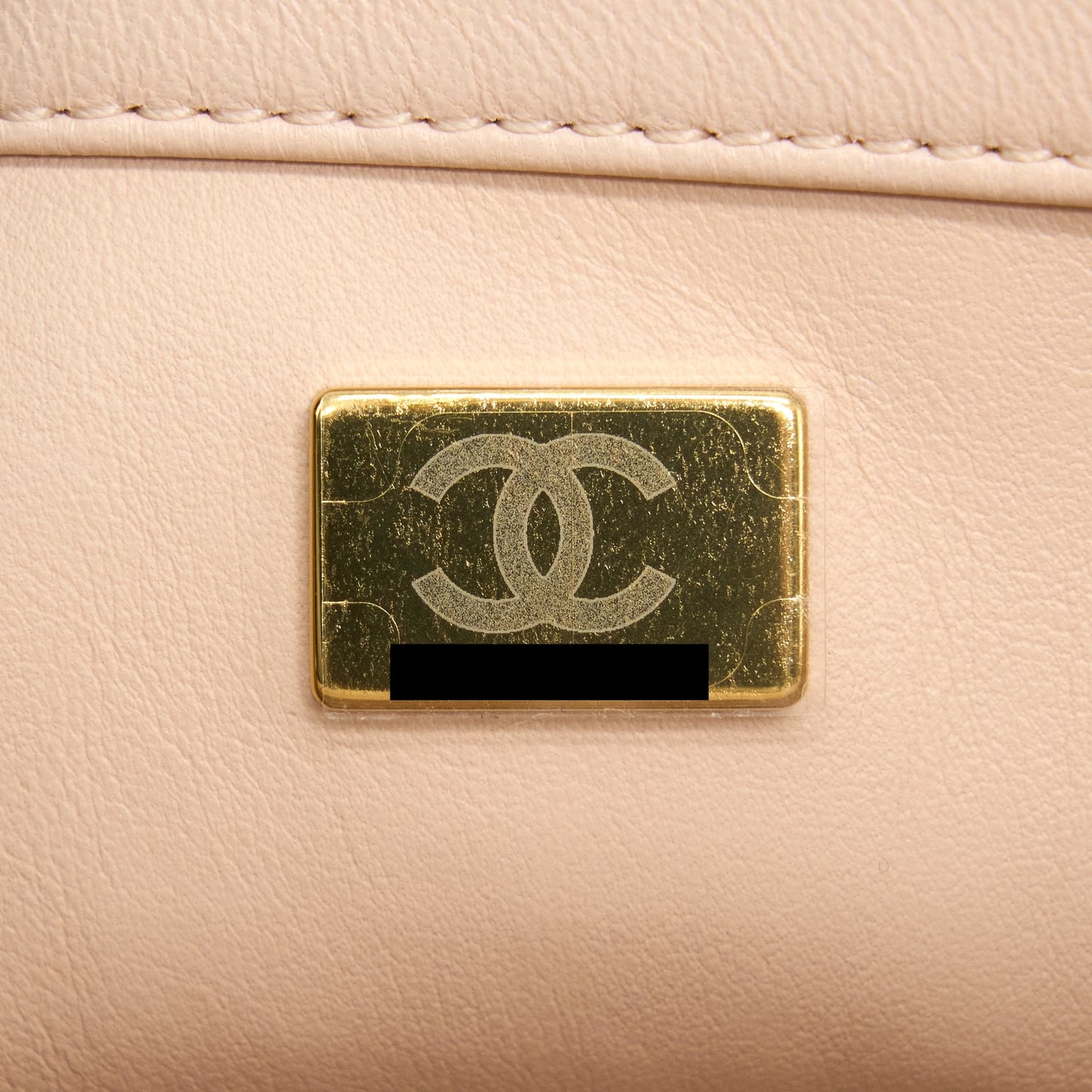Chanel 22C Pearl Crush Mini Square Flap Bag Lambskin Light Beige