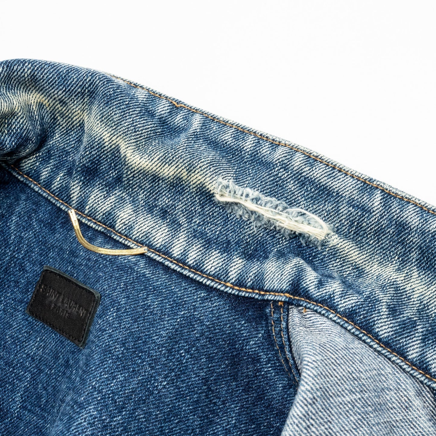 Saint Laurent Size Sleeveless Denim Vest Cotton Blue