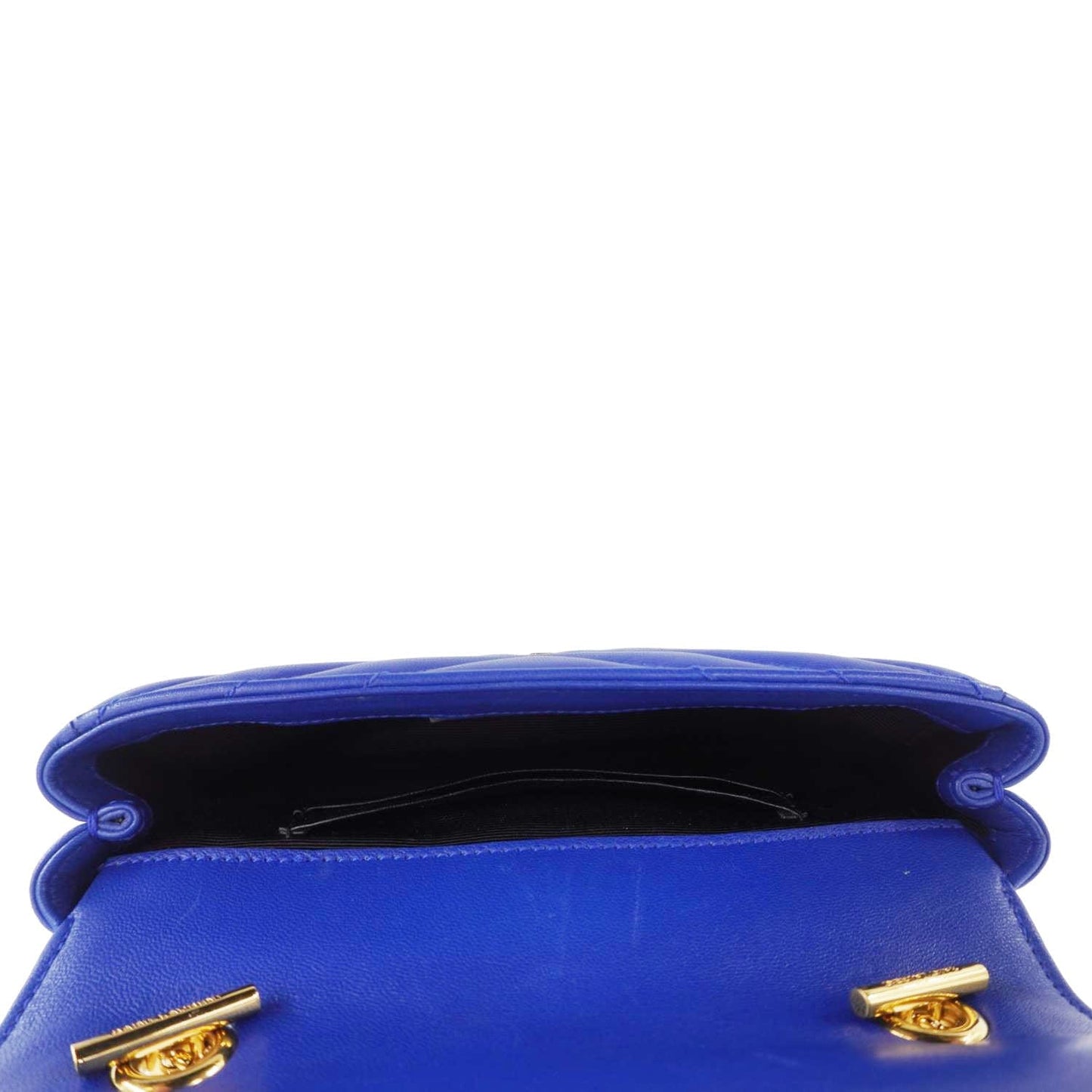 YVES SAINT LAURENT Classic Baby Monogram Chevron Leather Crossbody Bag Blue