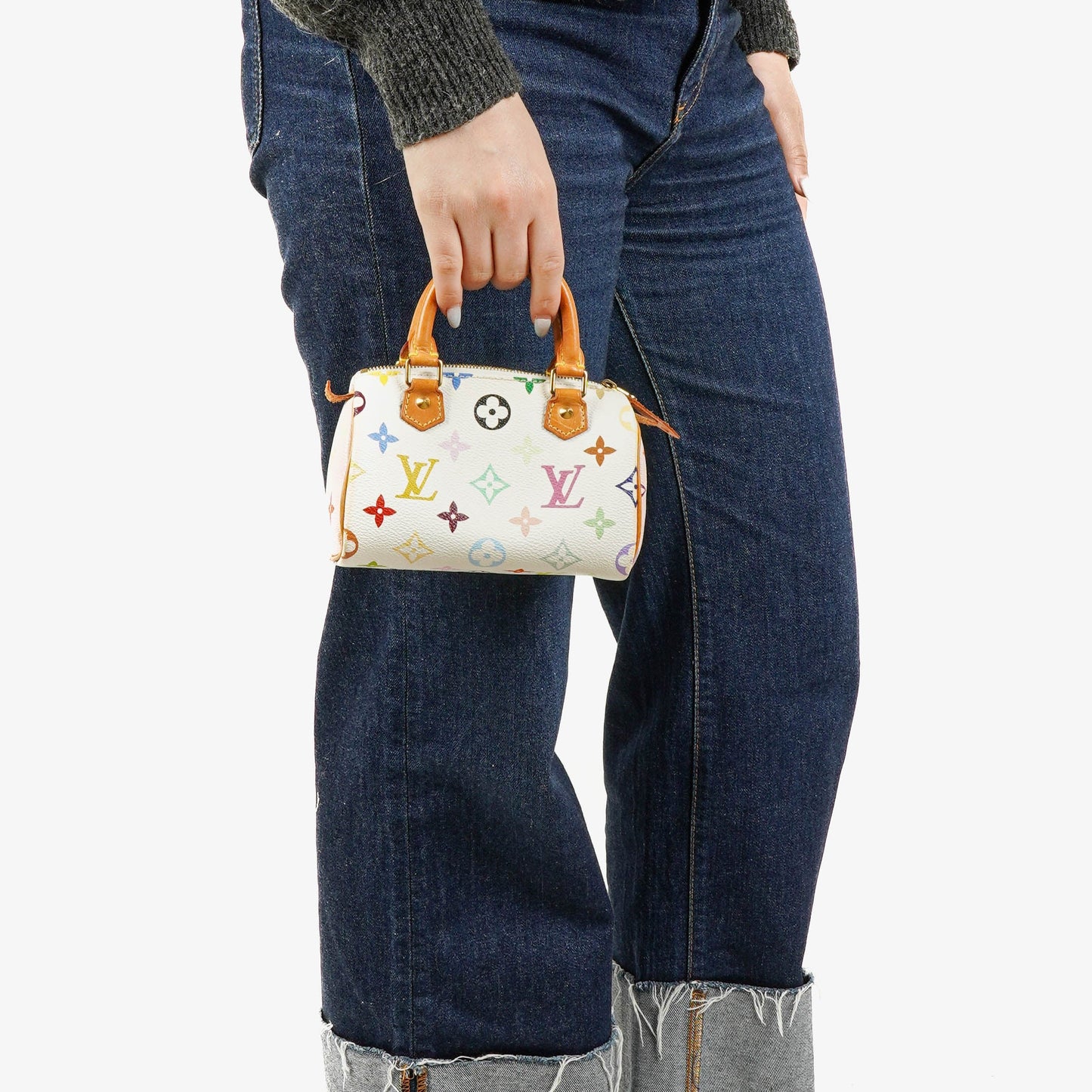 Louis Vuitton Takashi Murakami Nano White Multicolour Monogram Coated Canvas Mini Bag