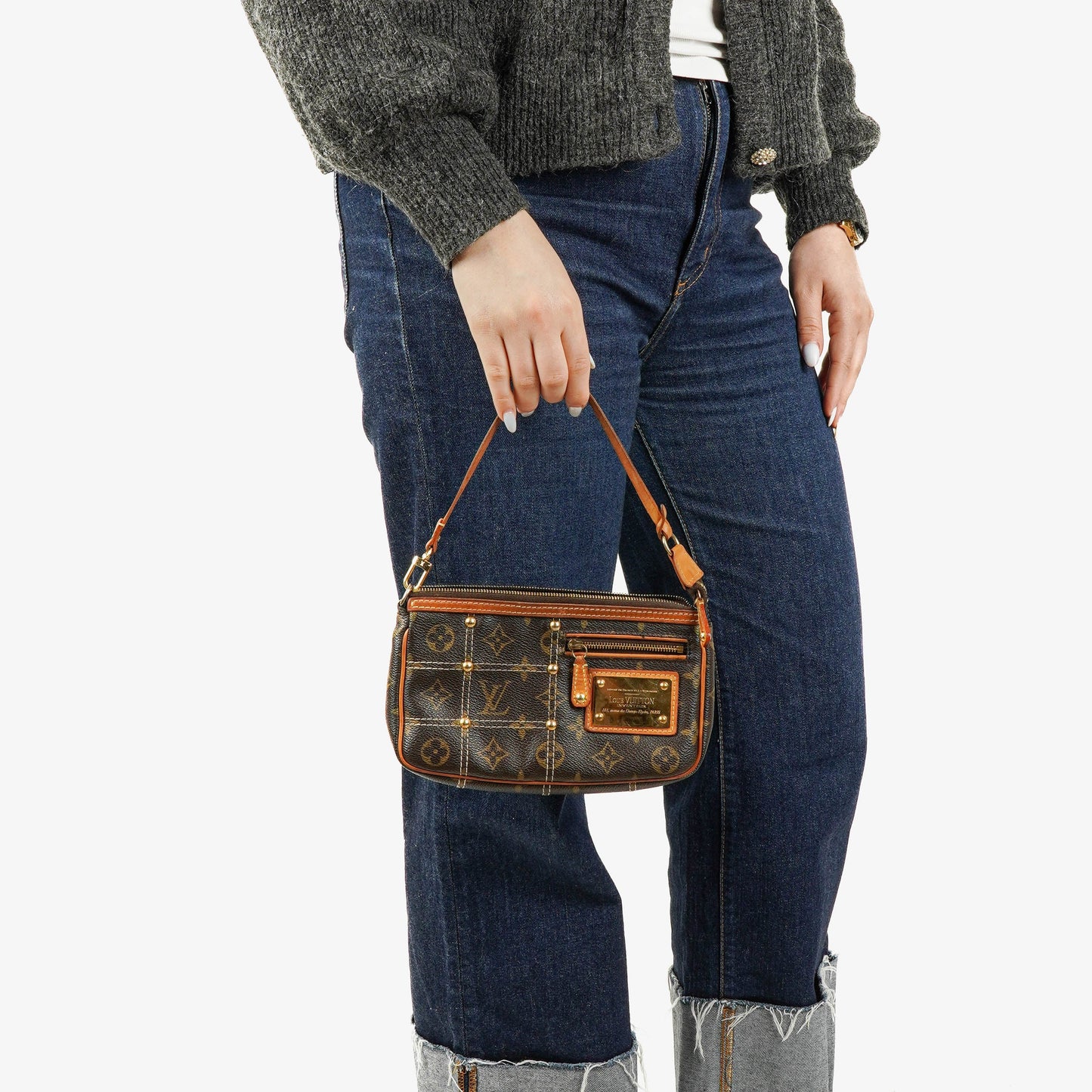 Louis Vuitton Monogram Coated Canvas Riveting Limited Edition Pochette Accessories Clutch Bag