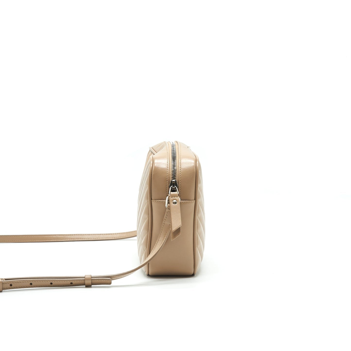 SAINT LAURENT Lou Camera Leather Crossbody Purse Beige
