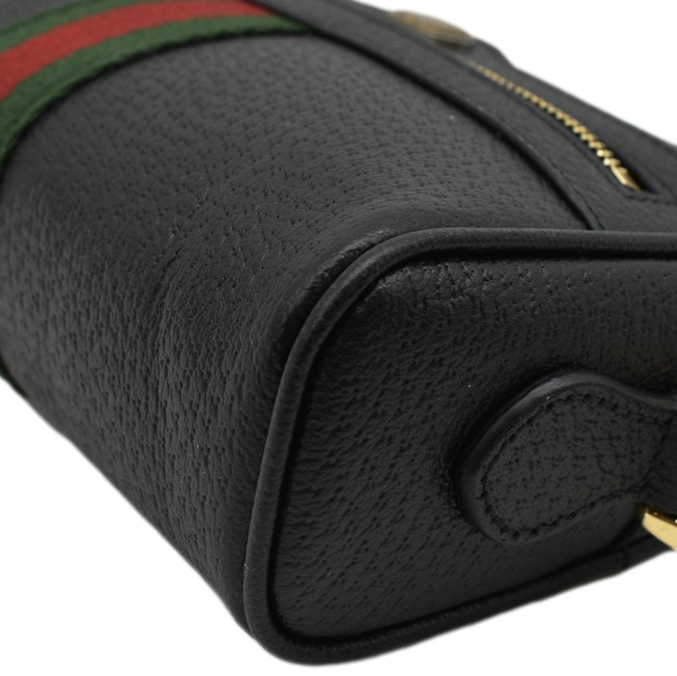 GUCCI Ophidia Web Mini Leather Crossbody Bag Black 719885