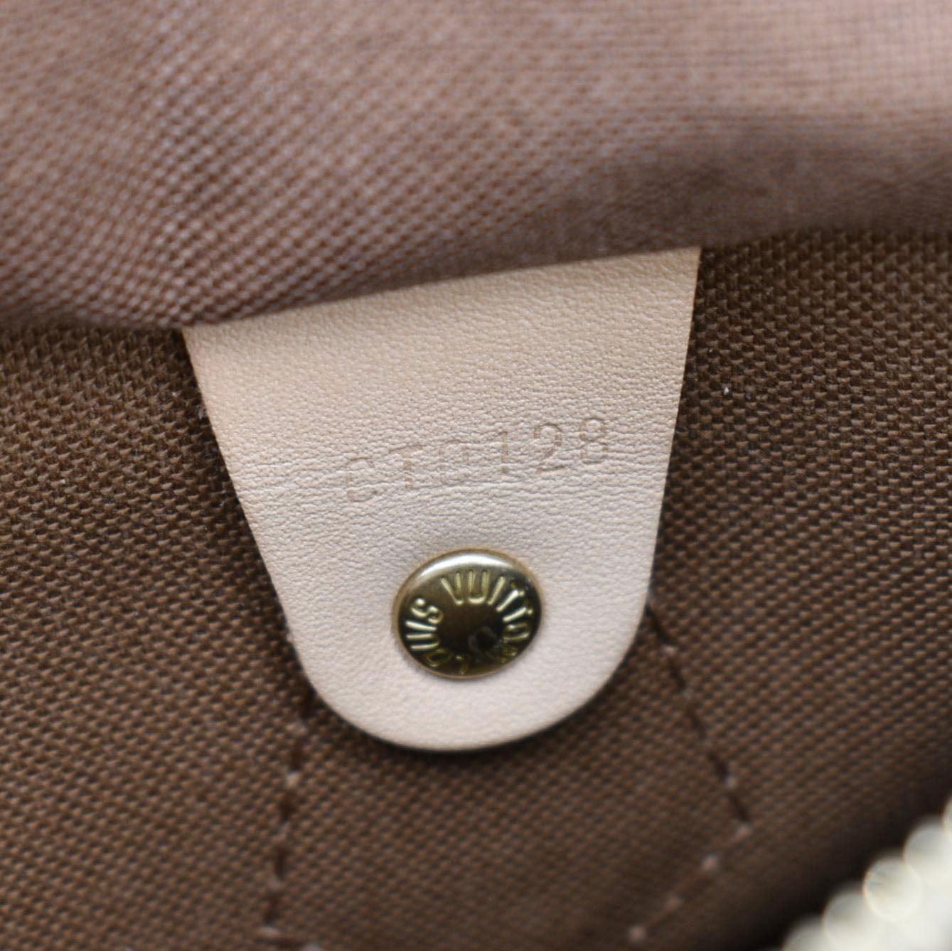 LOUIS VUITTON 30 Monogram Canvas Satchel Bag Brown