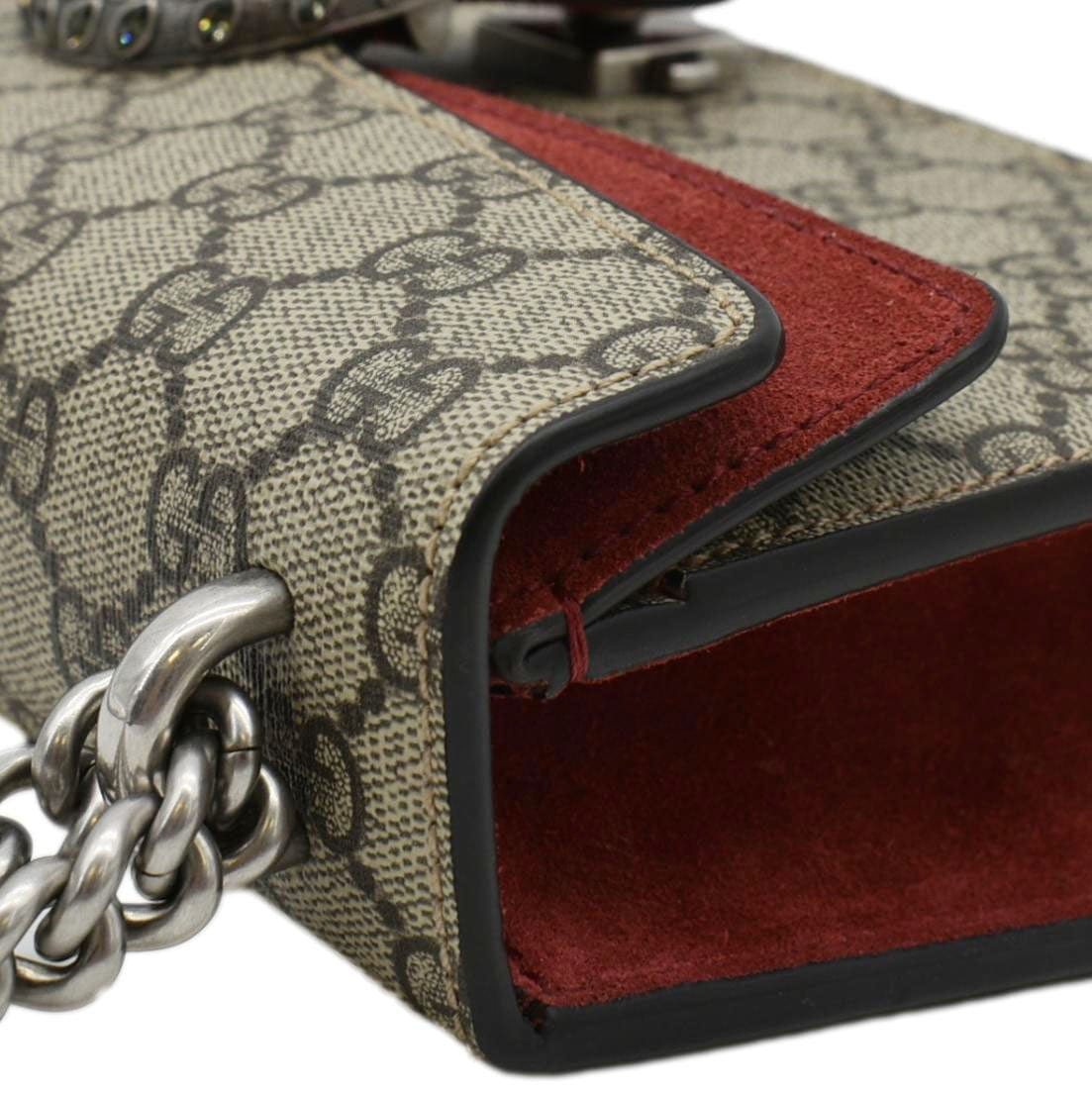 GUCCI Dionysus Small Rectangular GG Supreme Canvas Shoulder Bag Beige 499623