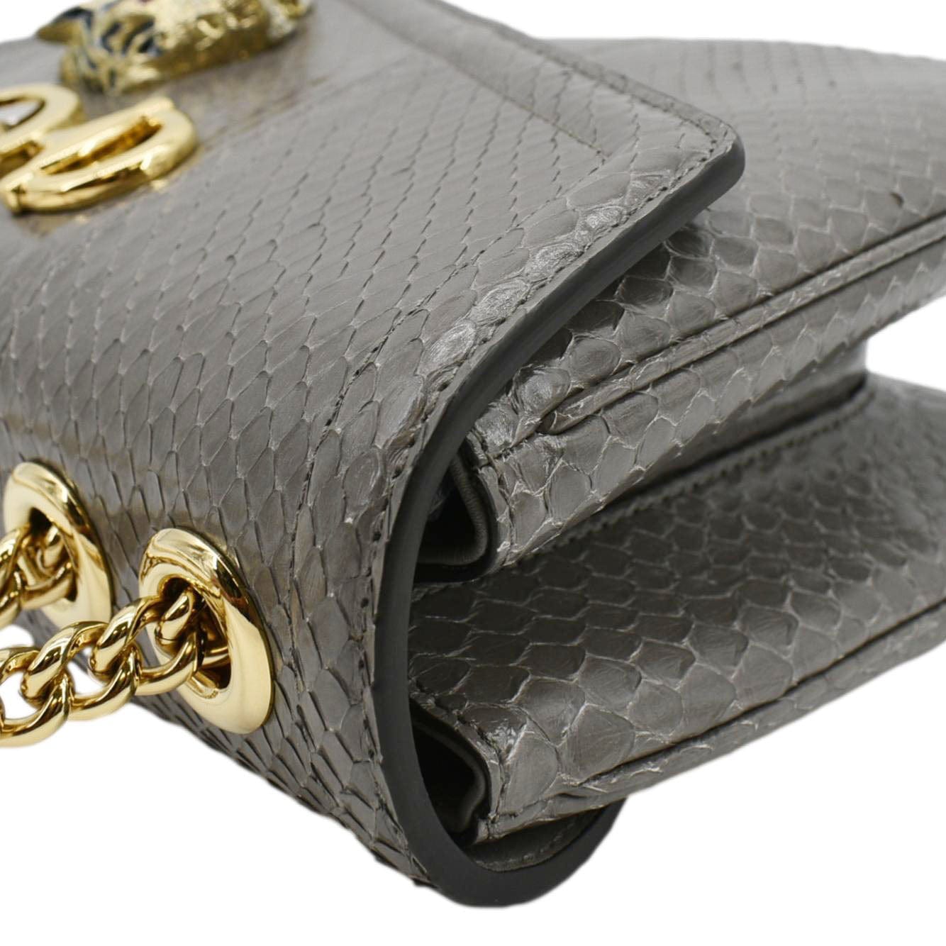 GUCCI Rajah Medium Leather Chain Shoulder Bag Grey 537241