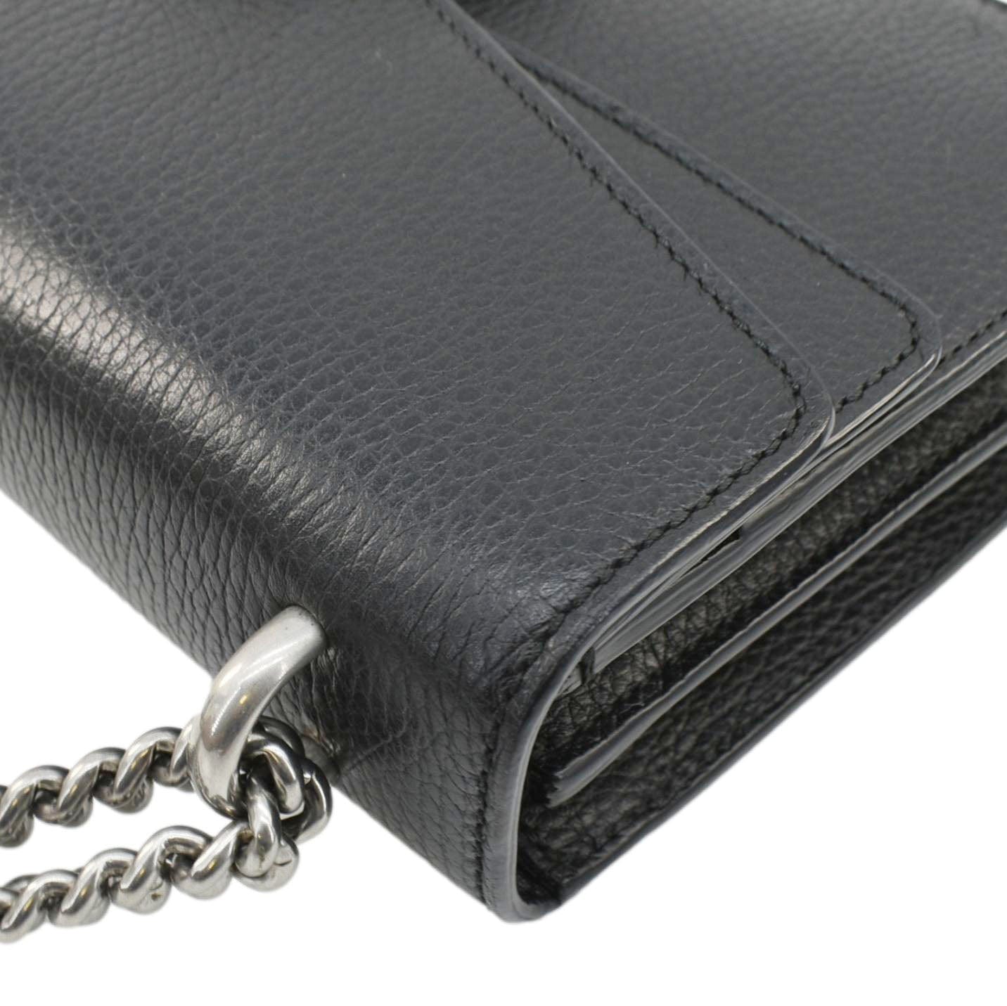 GUCCI Dionysus Small Leather Shoulder Bag Black 400249