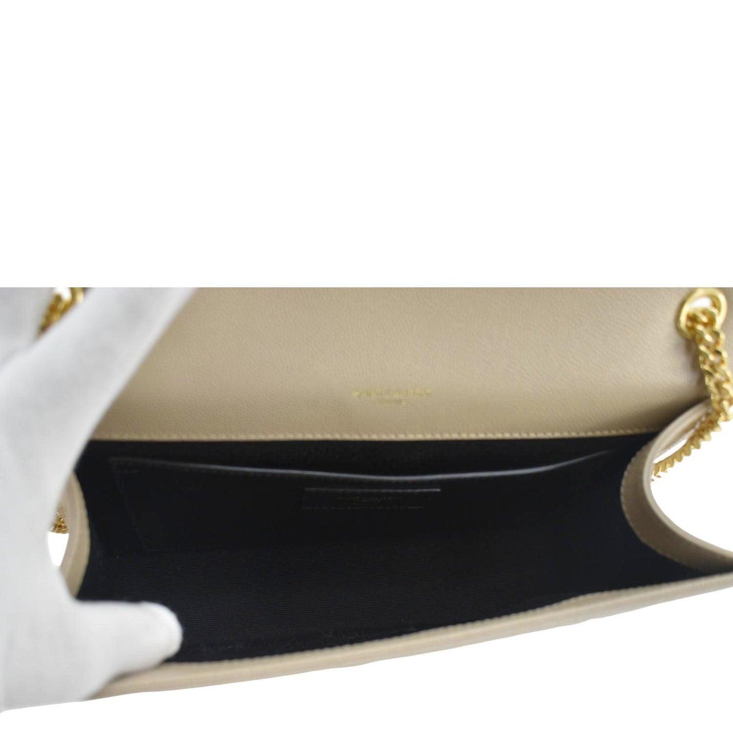 YVES SAINT LAURENT Kate Leather Chain Crossbody Bag Cream