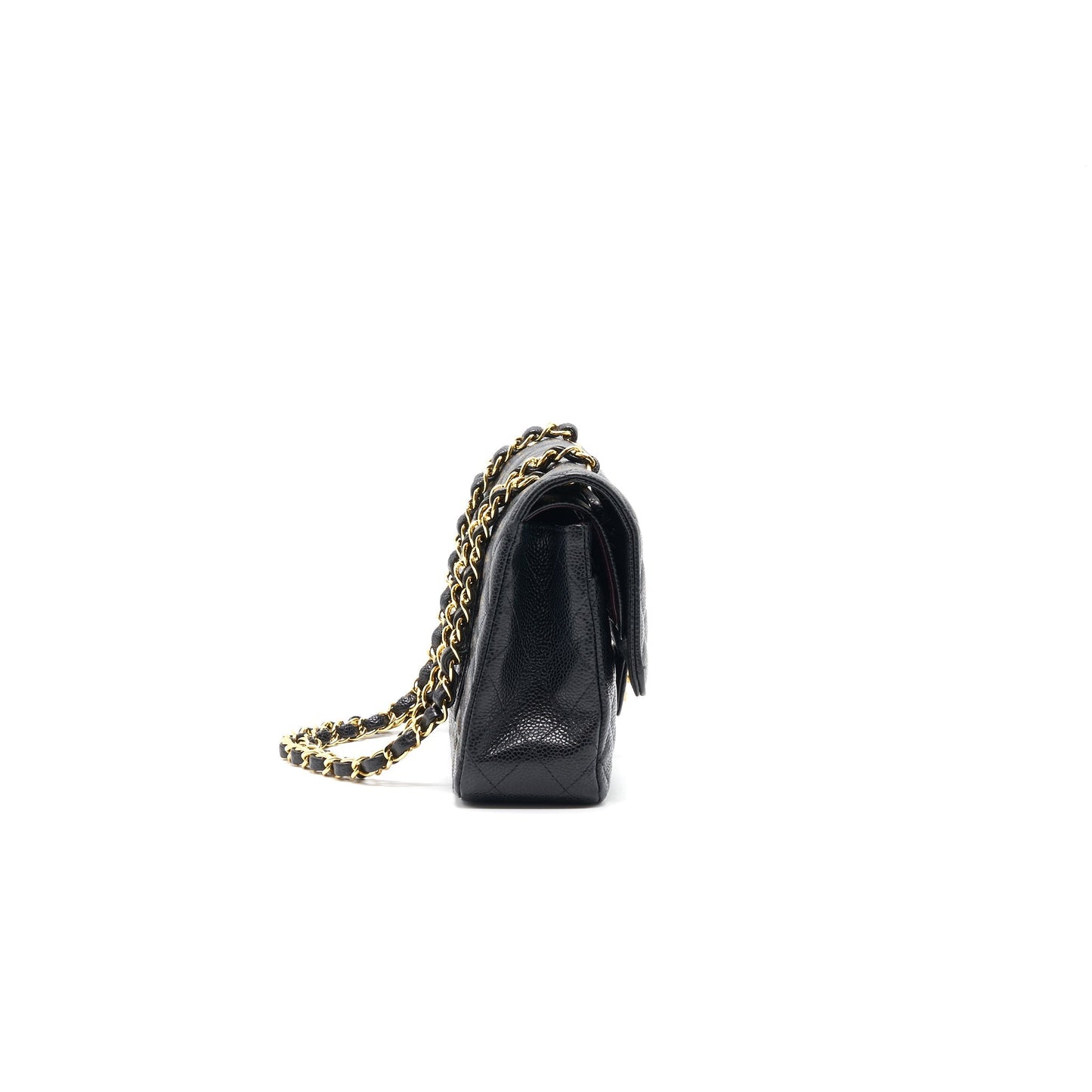 CHANEL MEDIUM CLASSIC DOUBLE FLAP CAVIER Black and gold Shoulder Bag