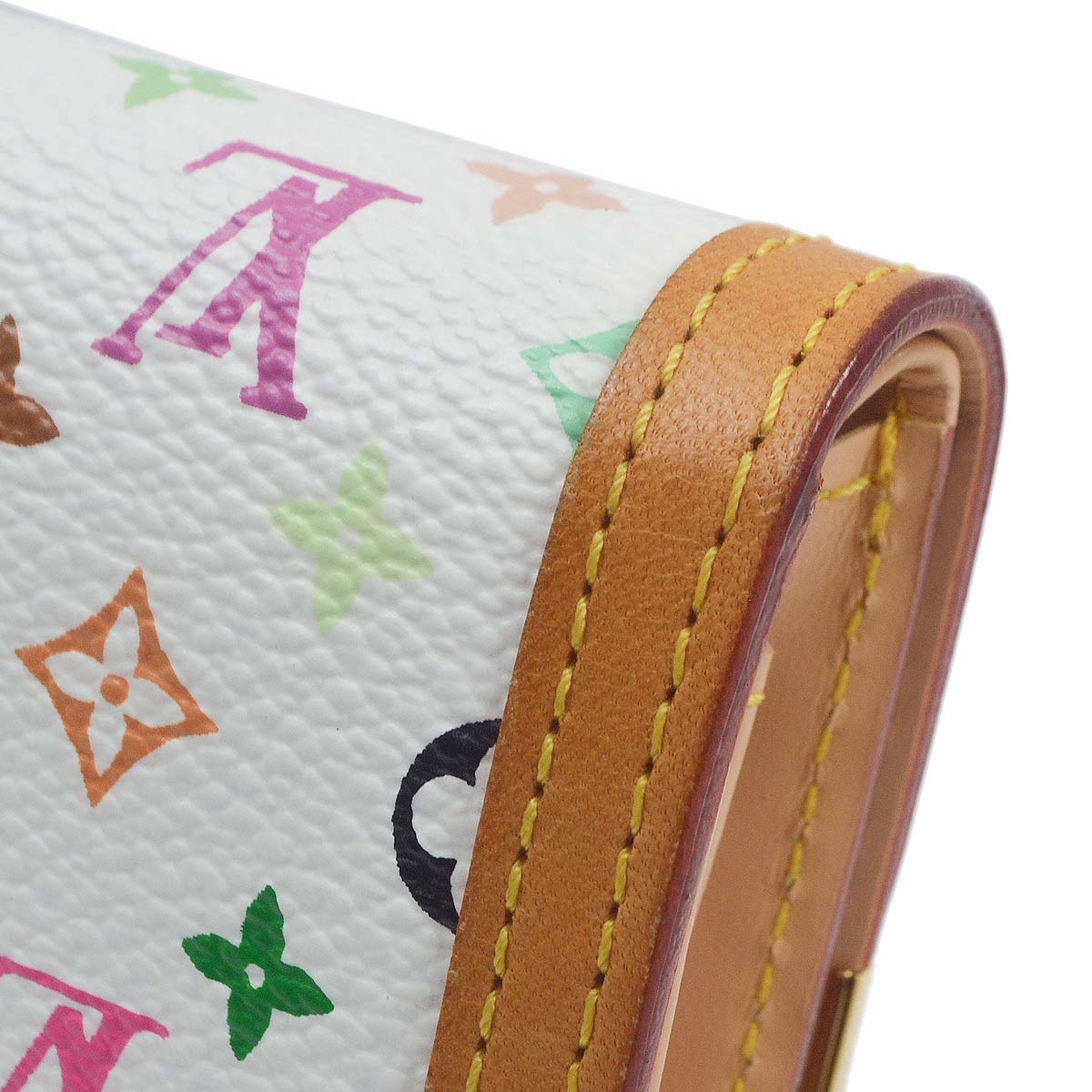 Louis Vuitton 2005 White Multicolor Porte Monnaie Plat Wallet M92657