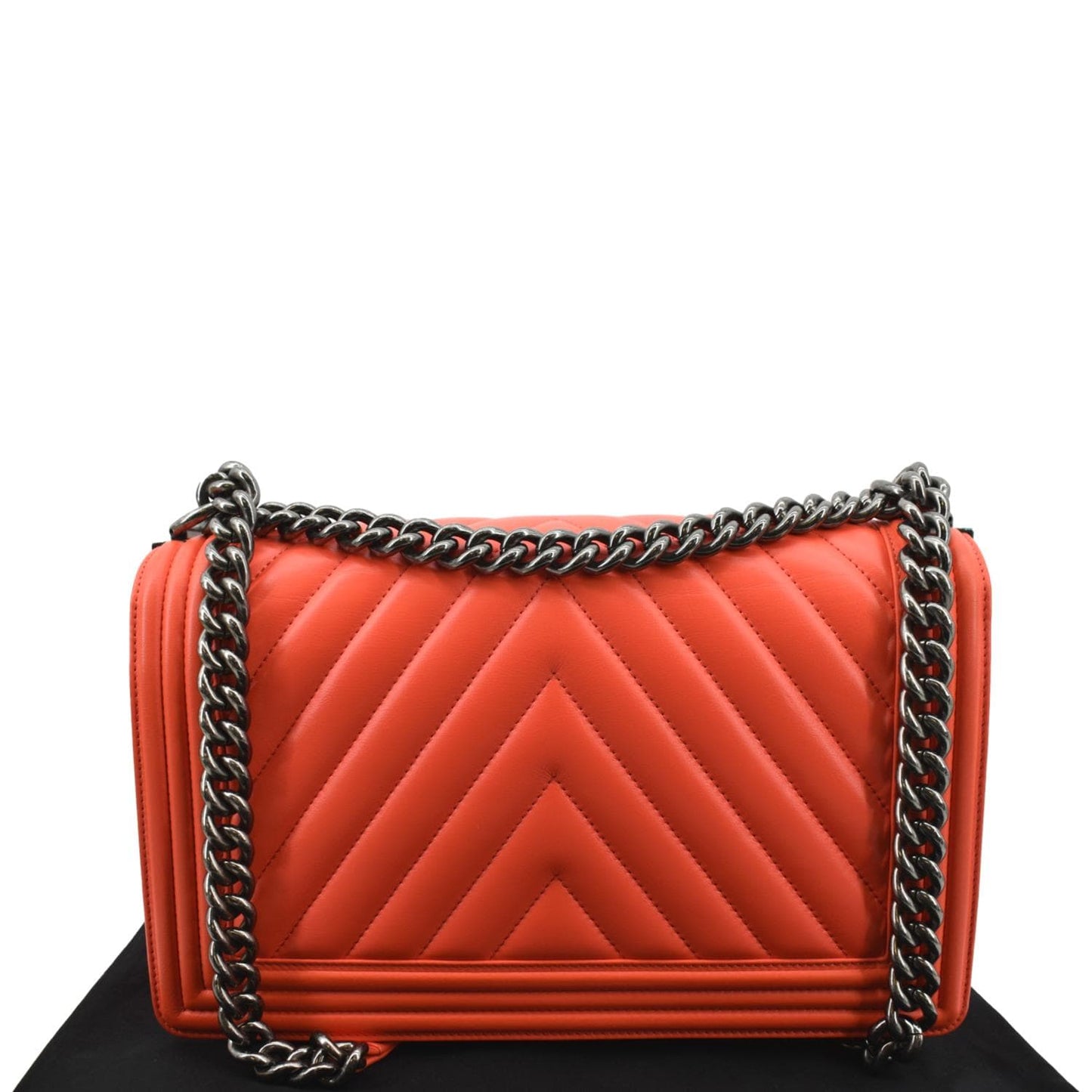 Chanel Medium Boy Flap Chevron Quilted Calfskin Shoulder Bag Red
