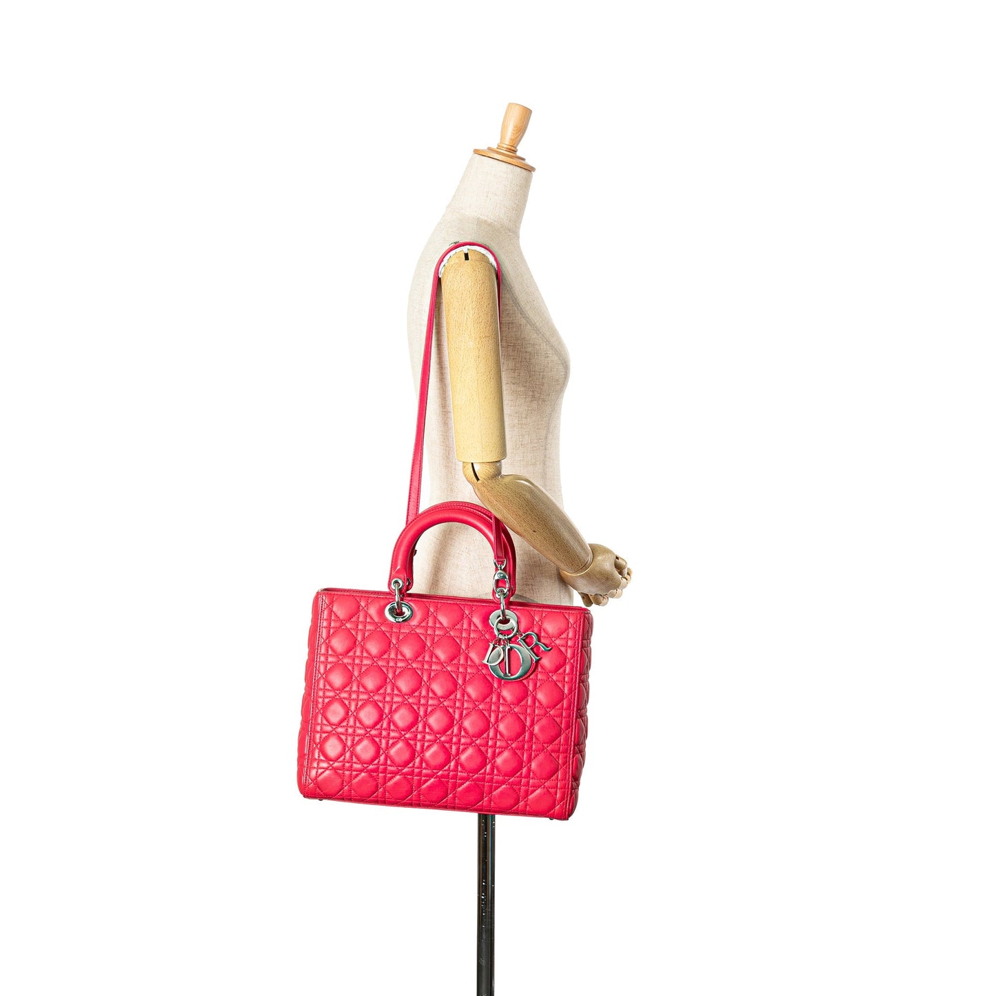 Pink Dior Large Lambskin Cannage Lady Dior Satchel