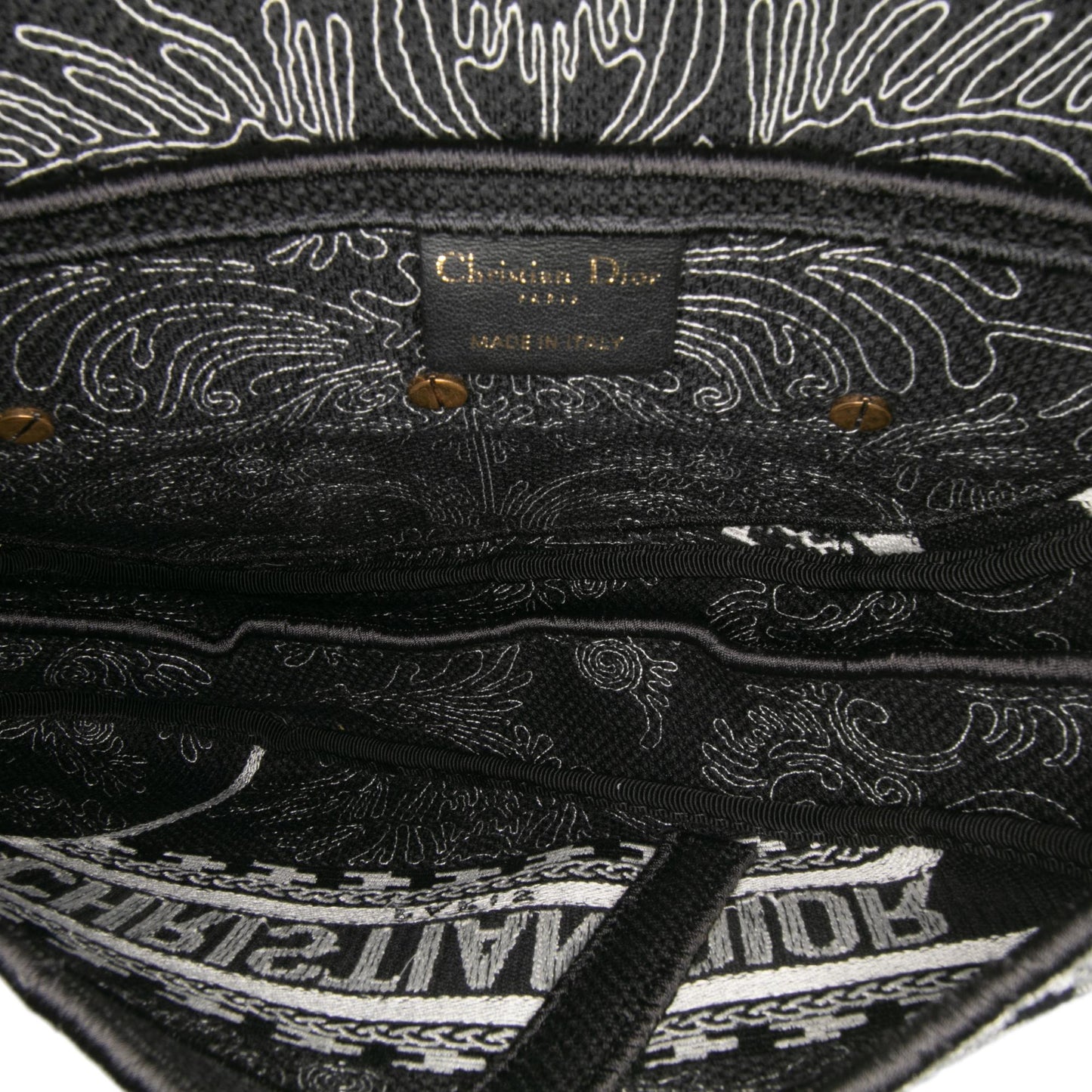 Dior Canvas Embroidered Ornamental Cornely Saddle Bag