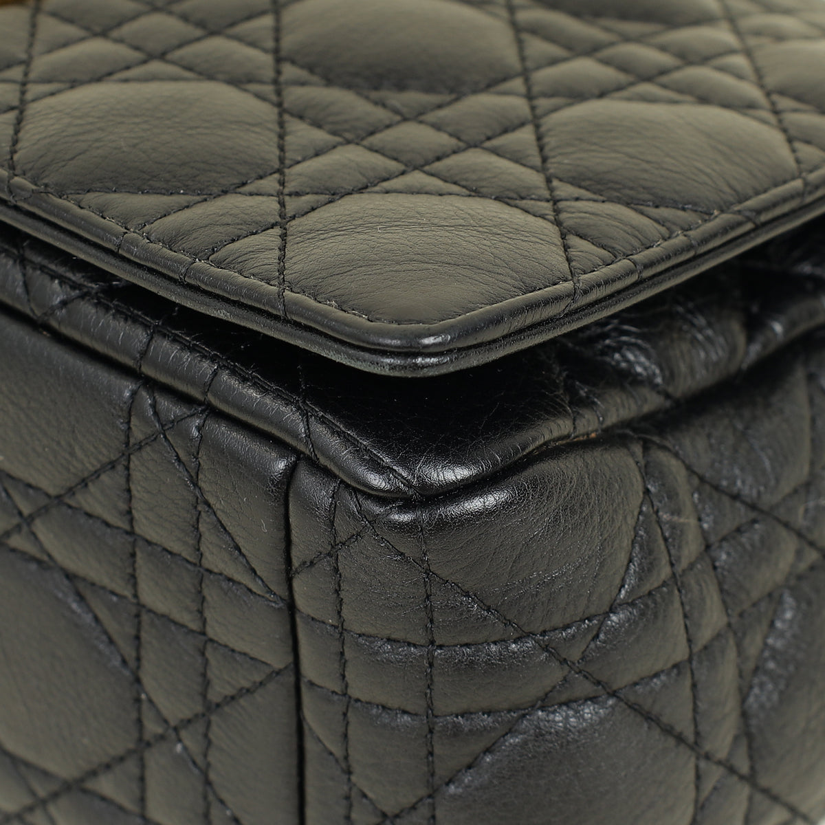 Christian Dior Black Supple Cannage Caro Large Flap Bag