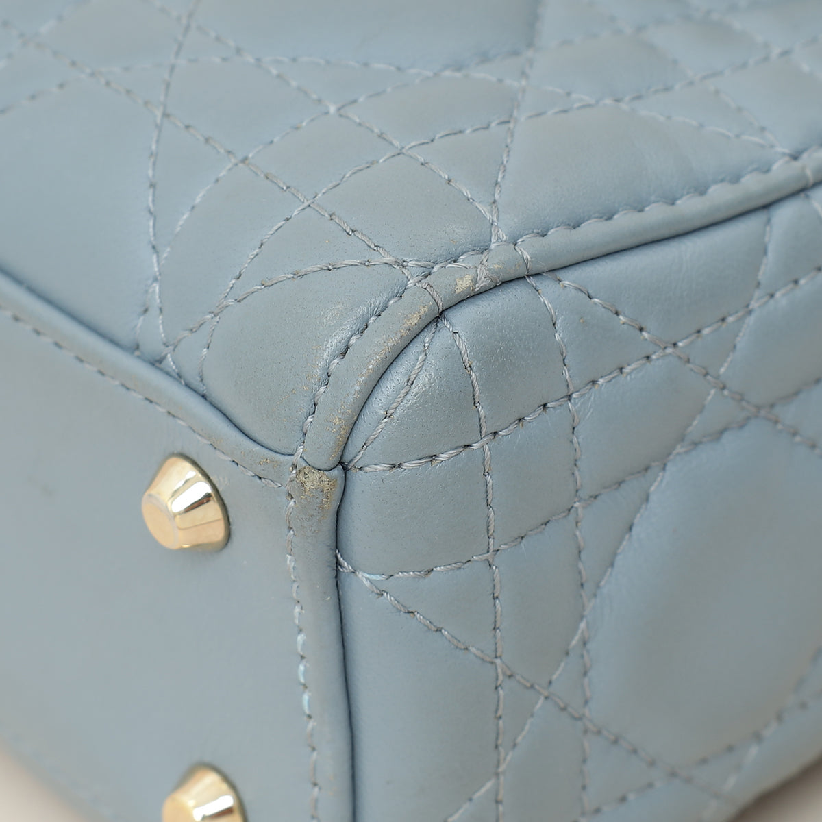 Christian Dior Blue Grey Lady Dior Mini Chain Bag