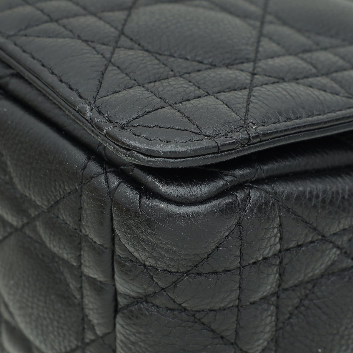 Christian Dior Black Supple Cannage Caro Medium Bag