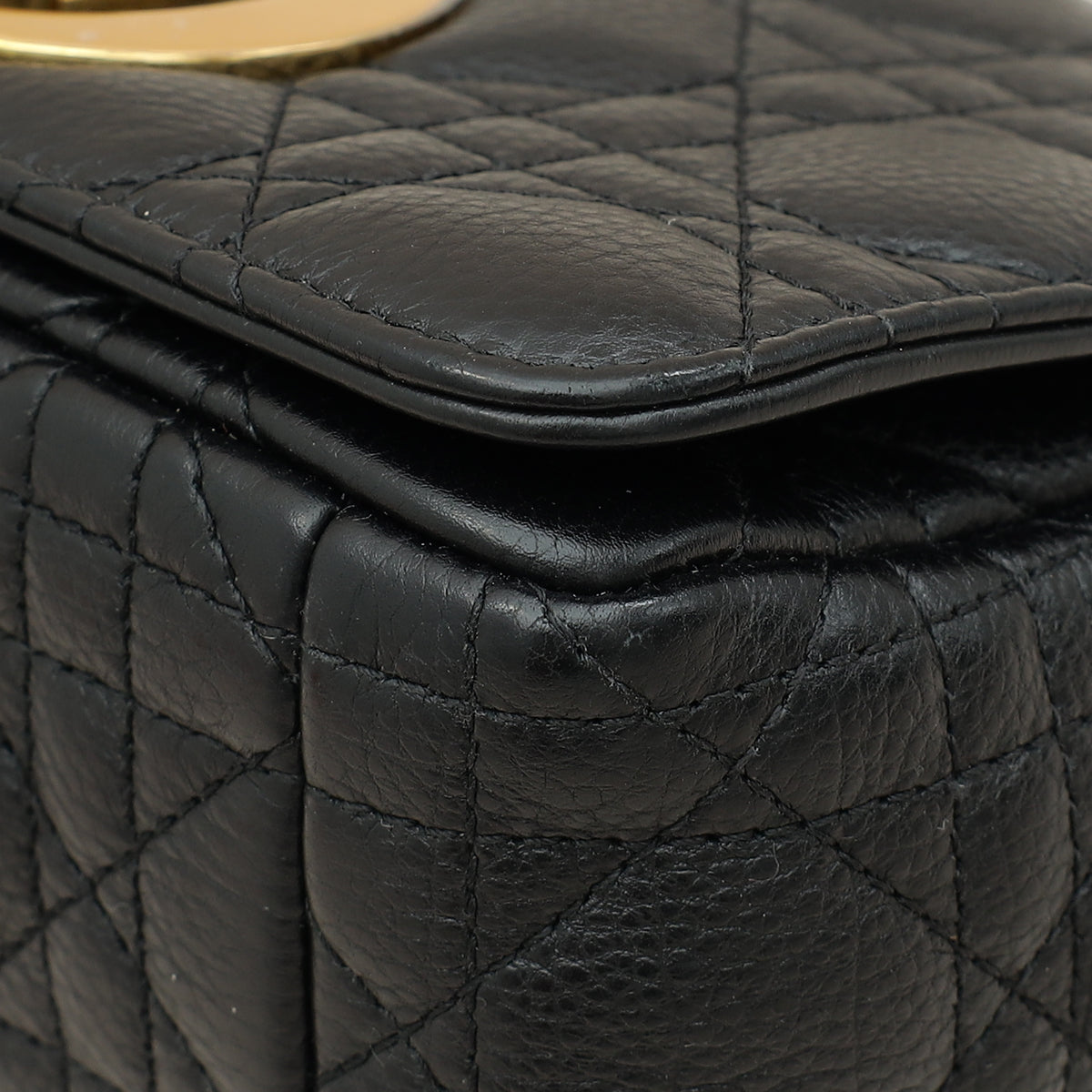 Christian Dior Black Caro Cannage Small Flap Shoulder Bag