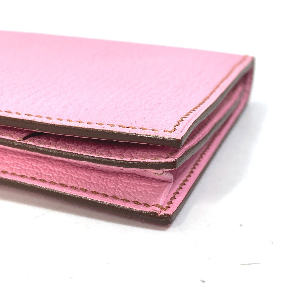 HERMES Long Wallet Purse Shave pink Long Wallet HMetal Bane Souffle
