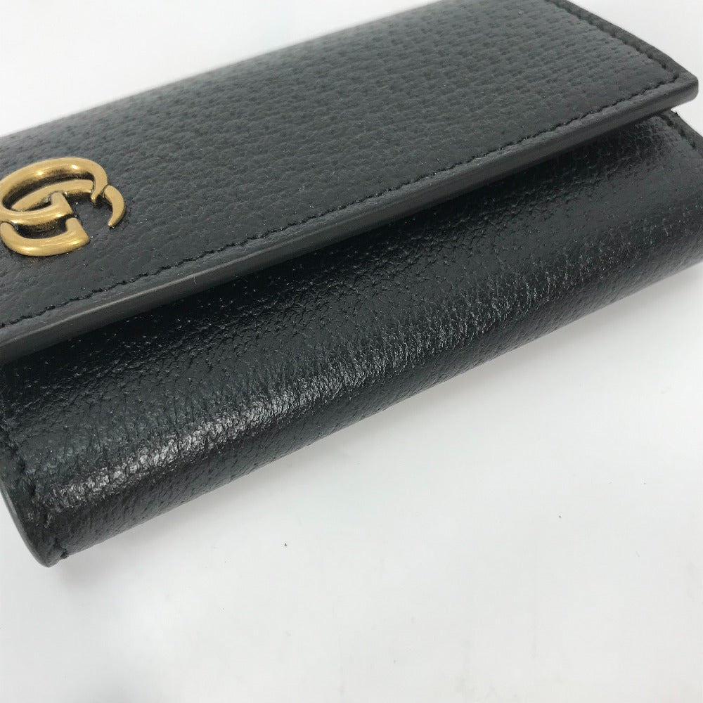 GUCCI Key case Key holder 435305 leather black GG Marmont six hooks Women