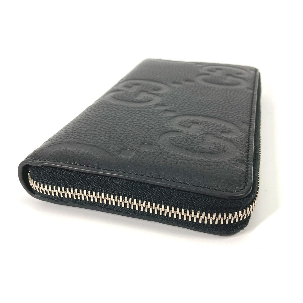 GUCCI Long Wallet Purse 739482 leather black Jumbo GG Zip wallet mens
