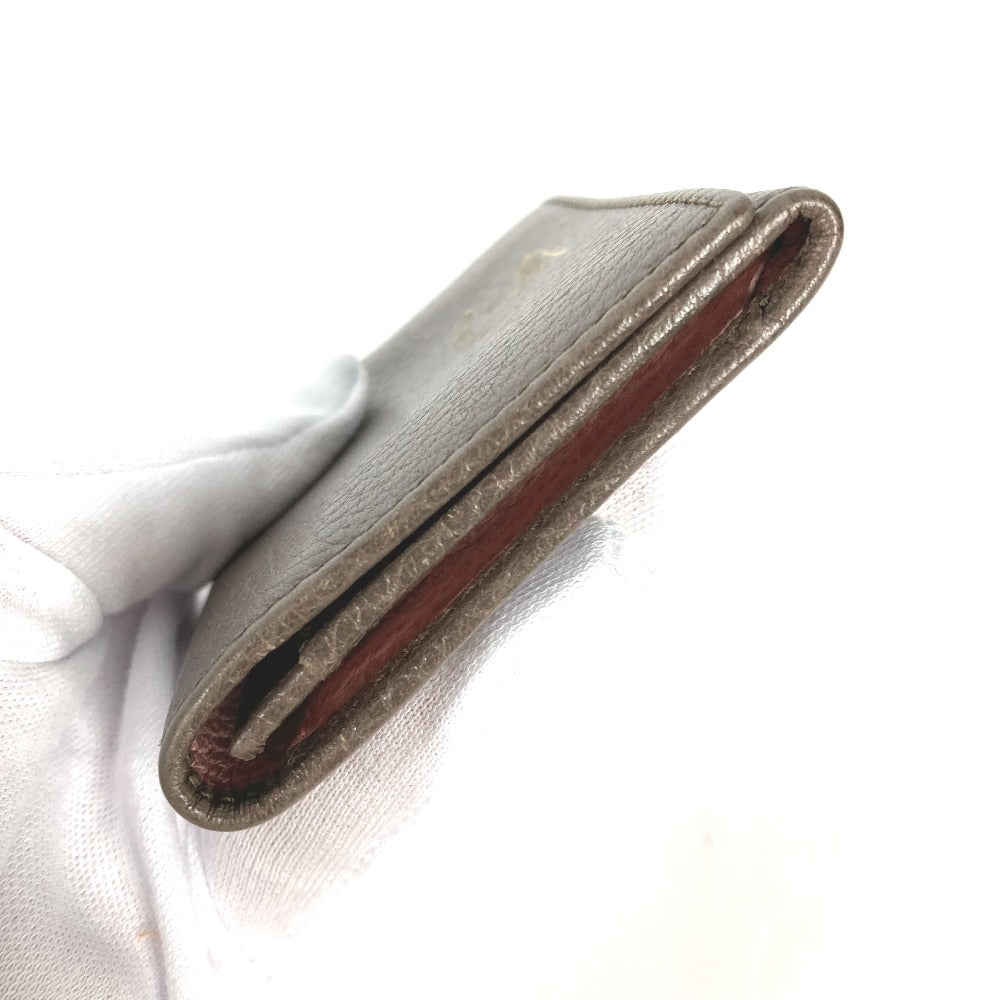 GUCCI Card Case 381045 leather Brown typex pink Bifold Wallet Swing Women