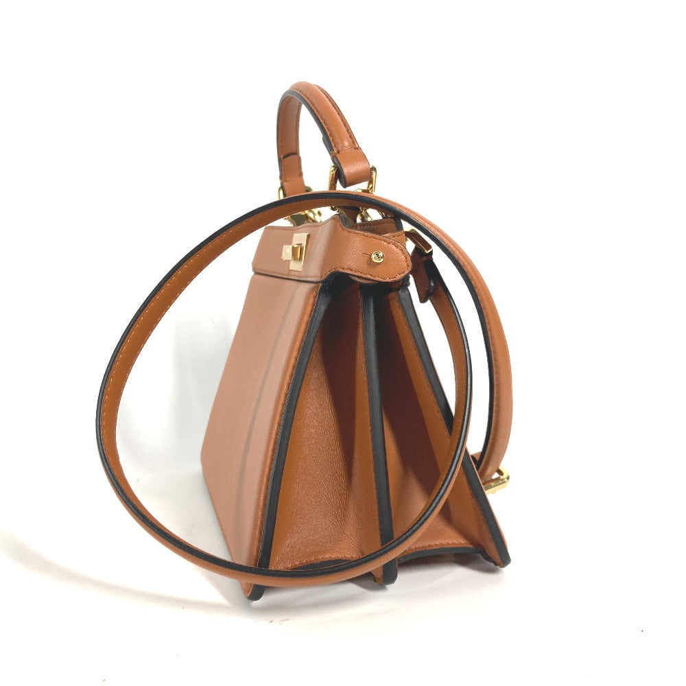 FENDI Shoulder Bag 8BN335 leather Brown Peekaboo ISeeU Petit